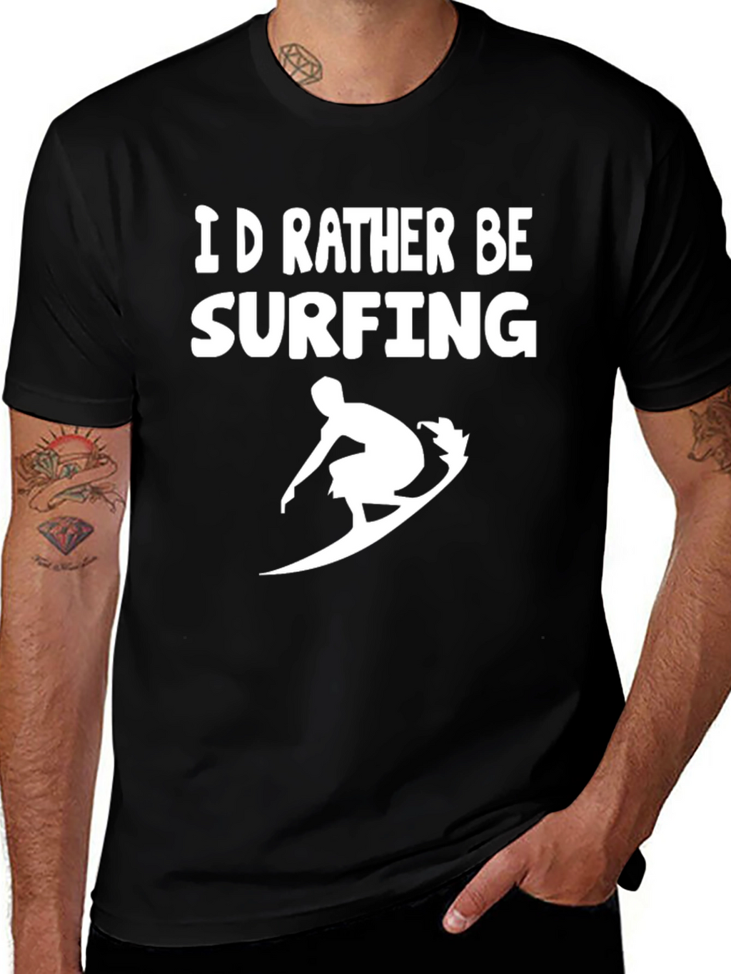 Id Rather Be Surfing T-Shirt - Black