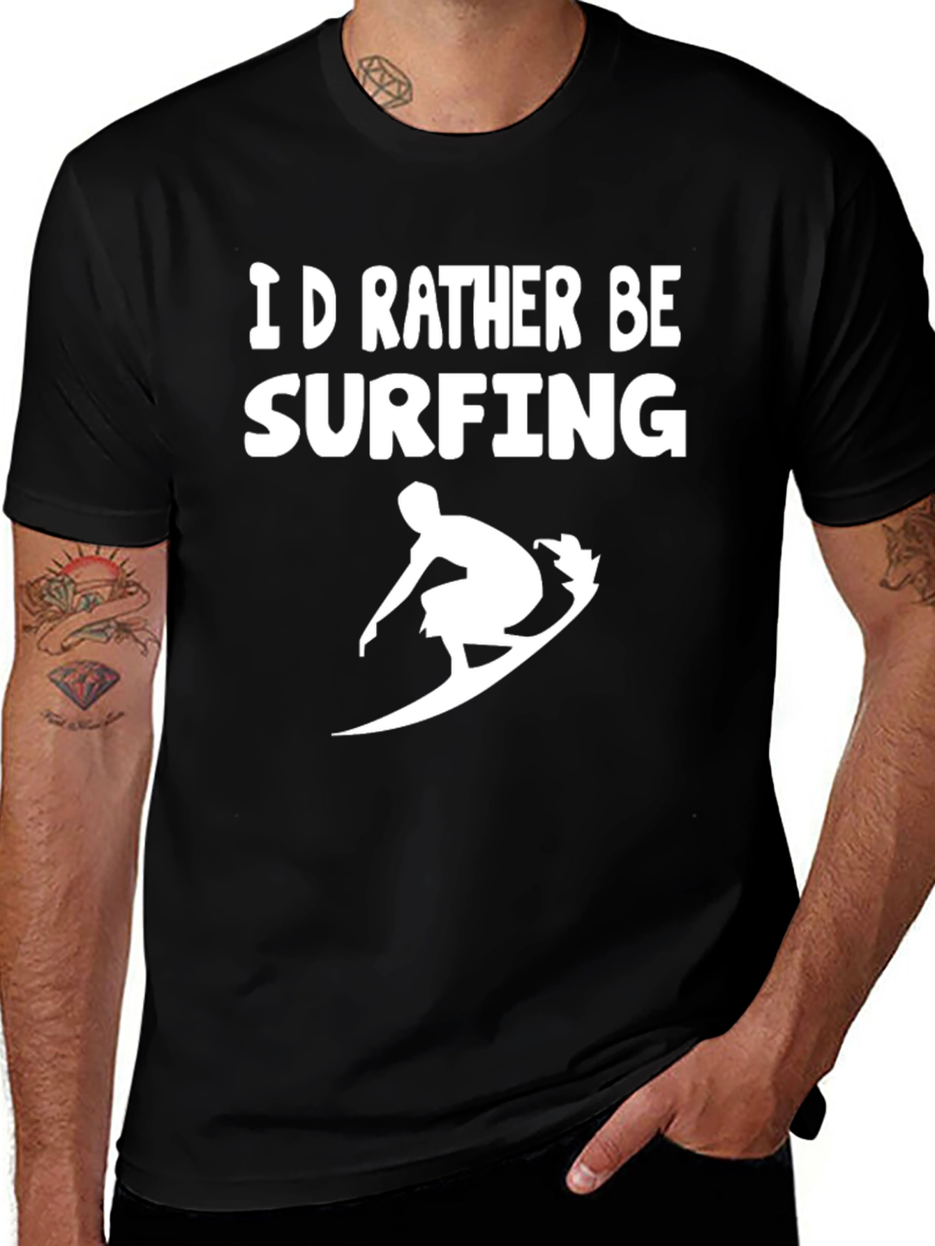 Id Rather Be Surfing T-Shirt - Black