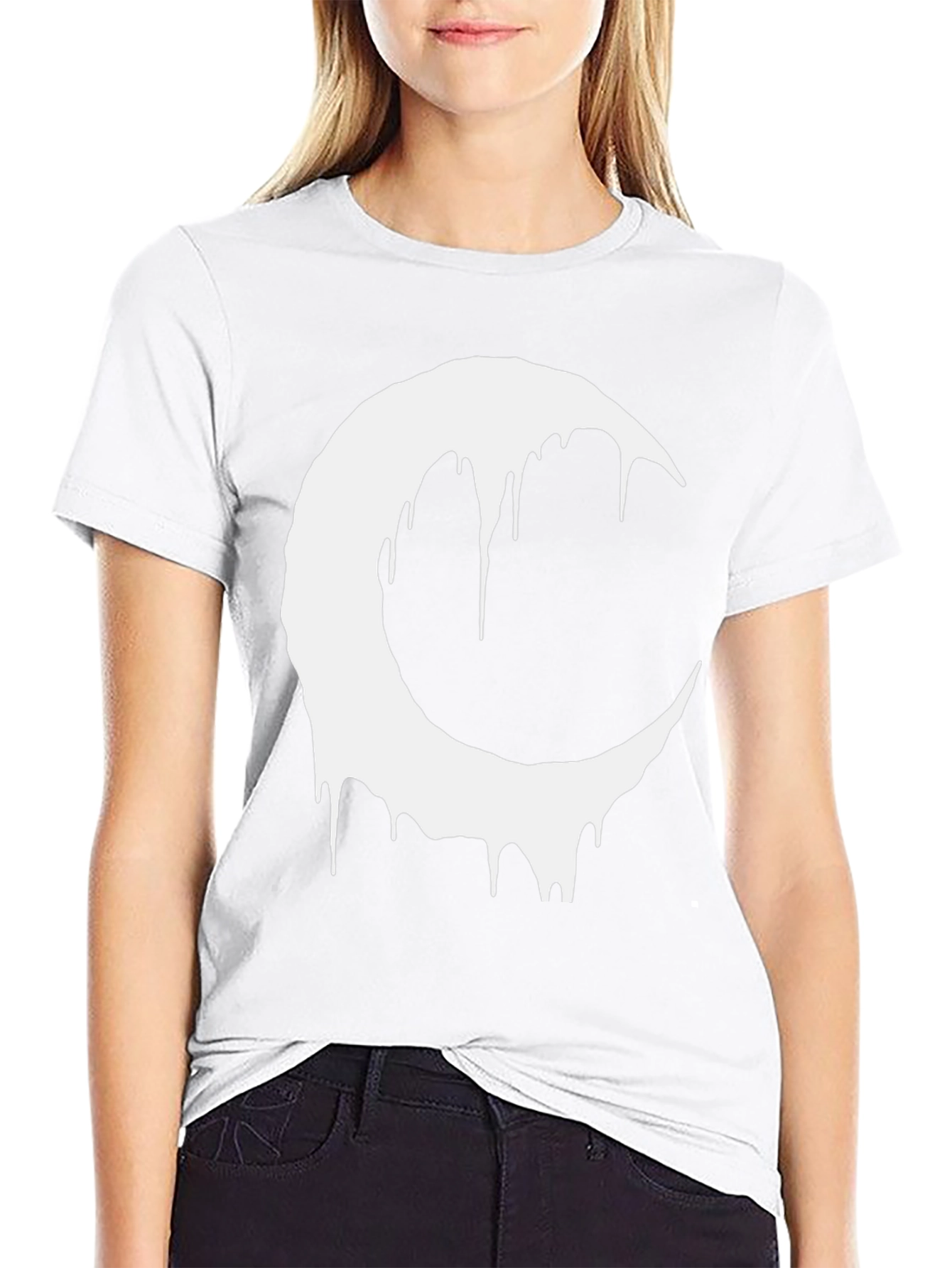 Black T-Shirt with Dripping Crescent Moon Design