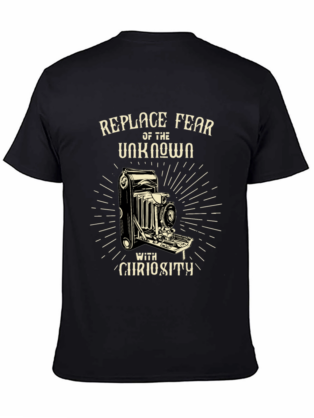Replace Fear with Curiosity Black Graphic Tee