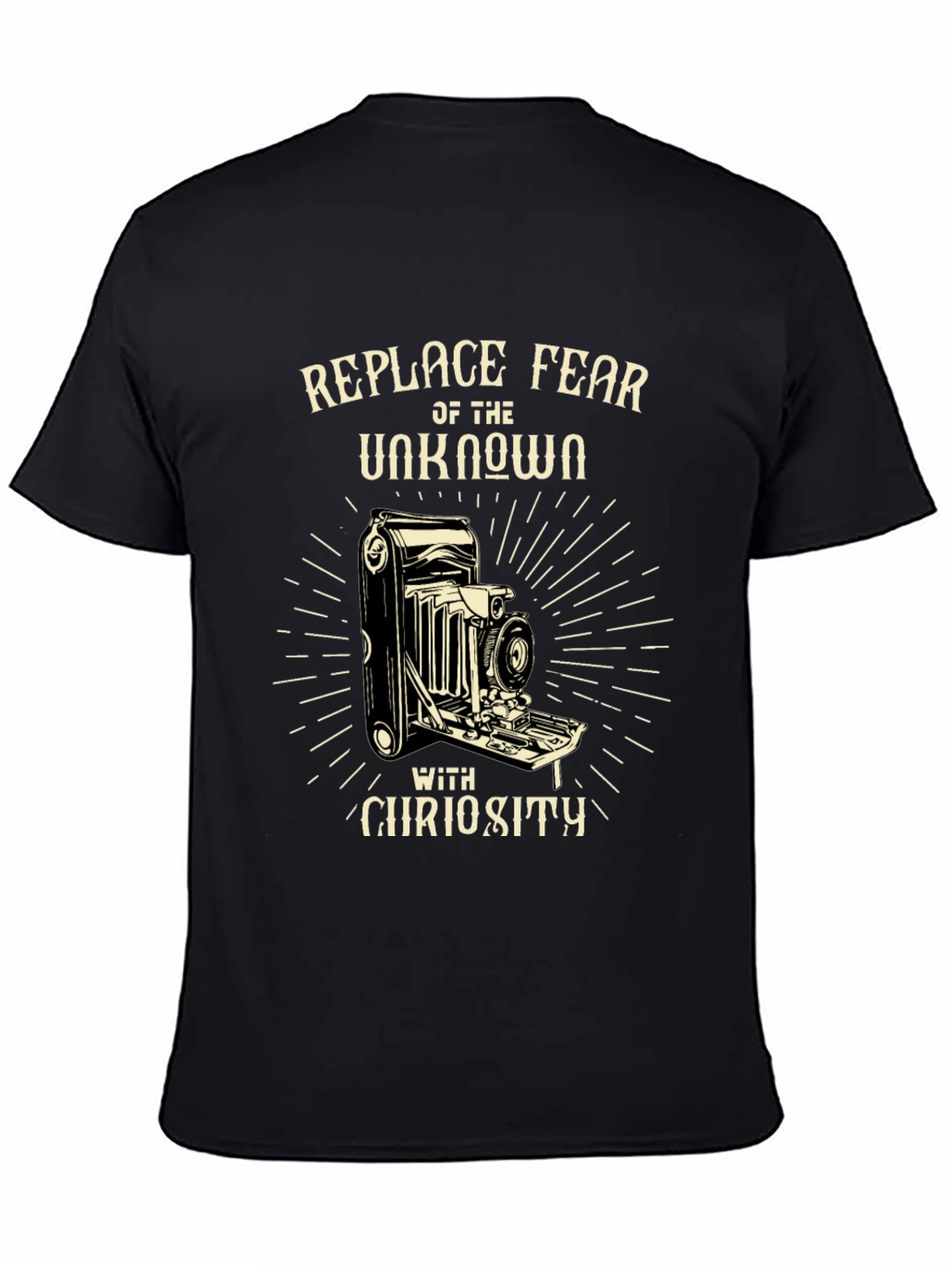 Replace Fear with Curiosity Black Graphic Tee