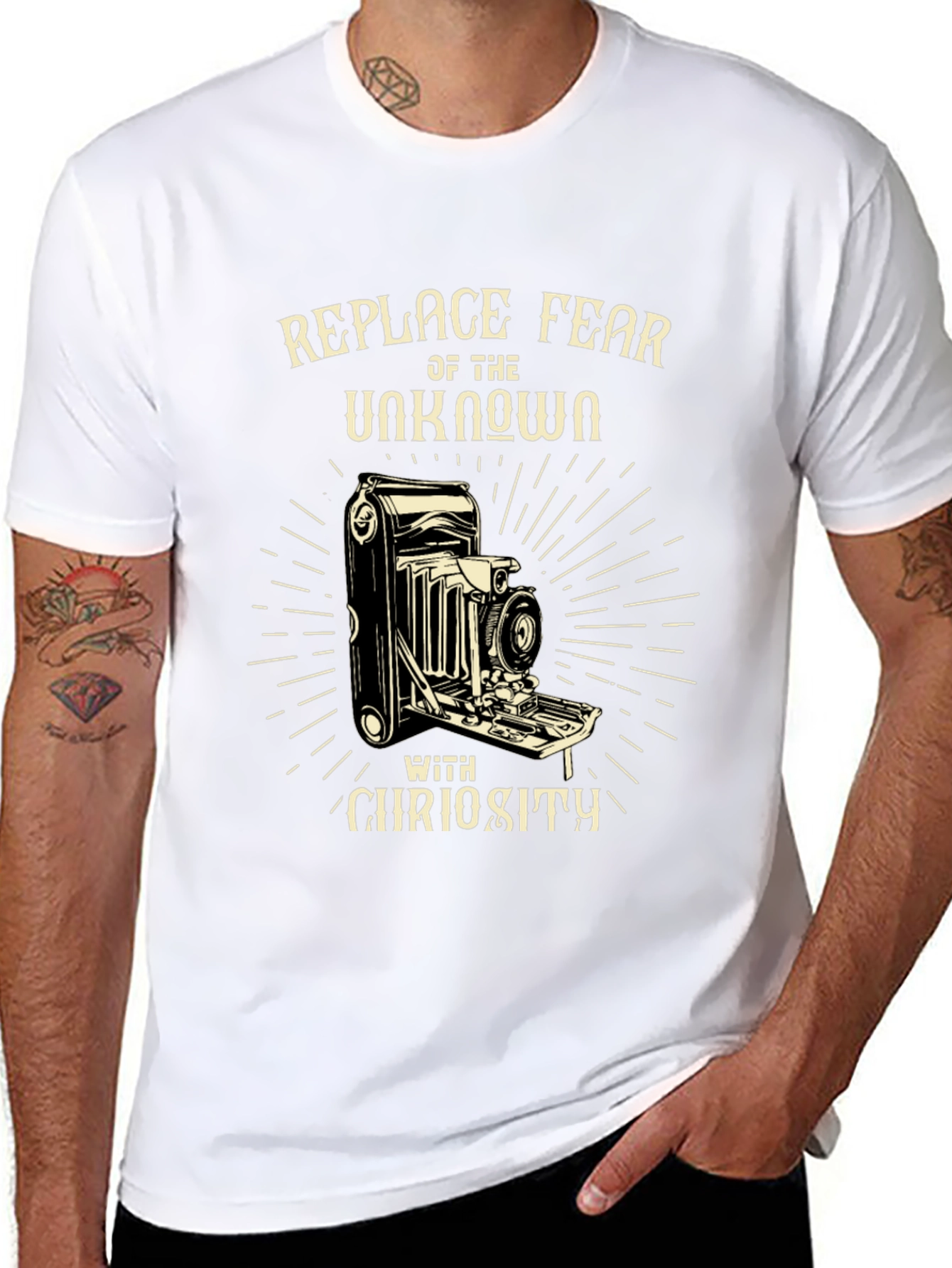 Replace Fear with Curiosity Black Graphic Tee