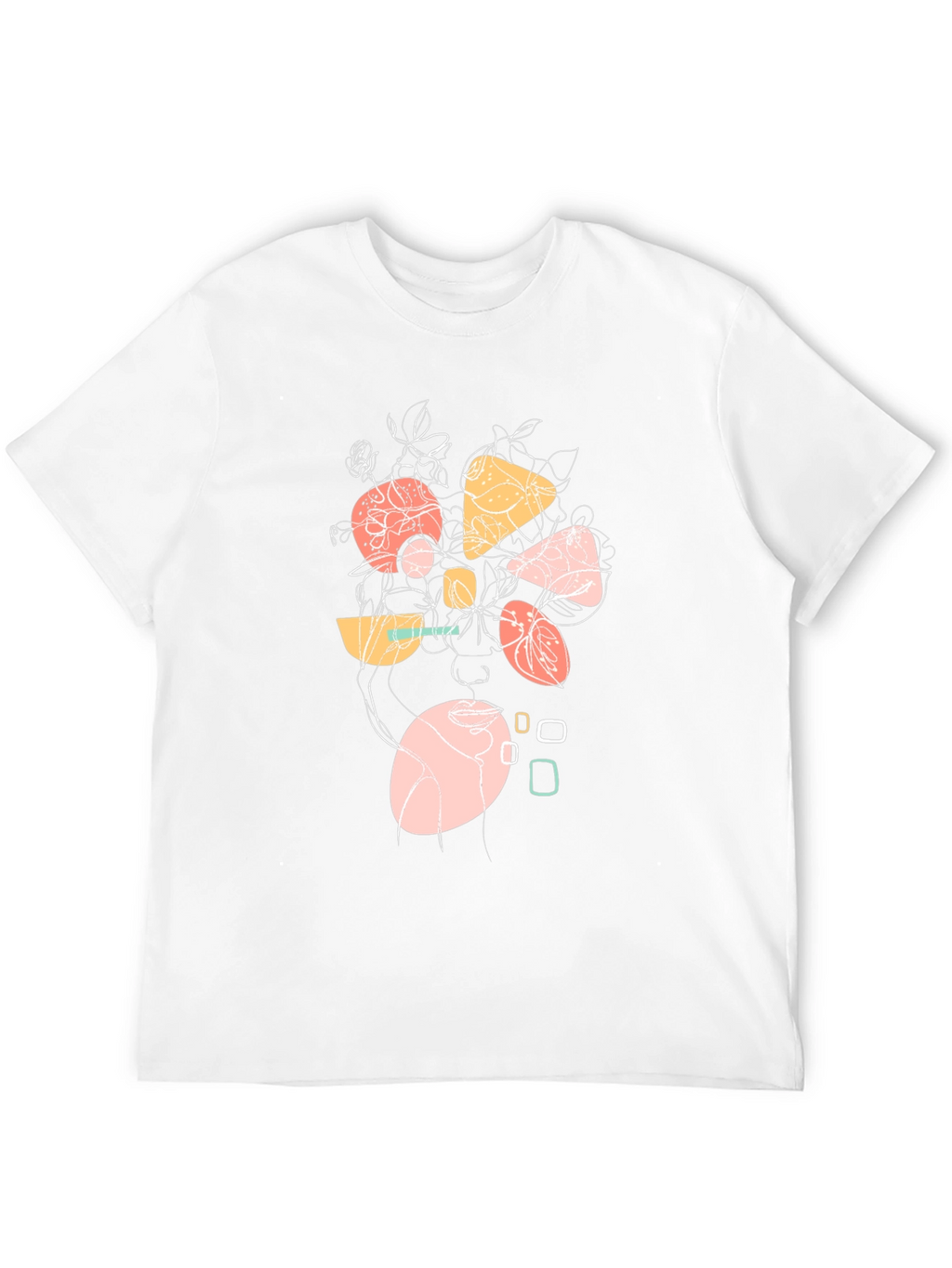 Abstract Geometric Floral Graphic Print Black T-Shirt