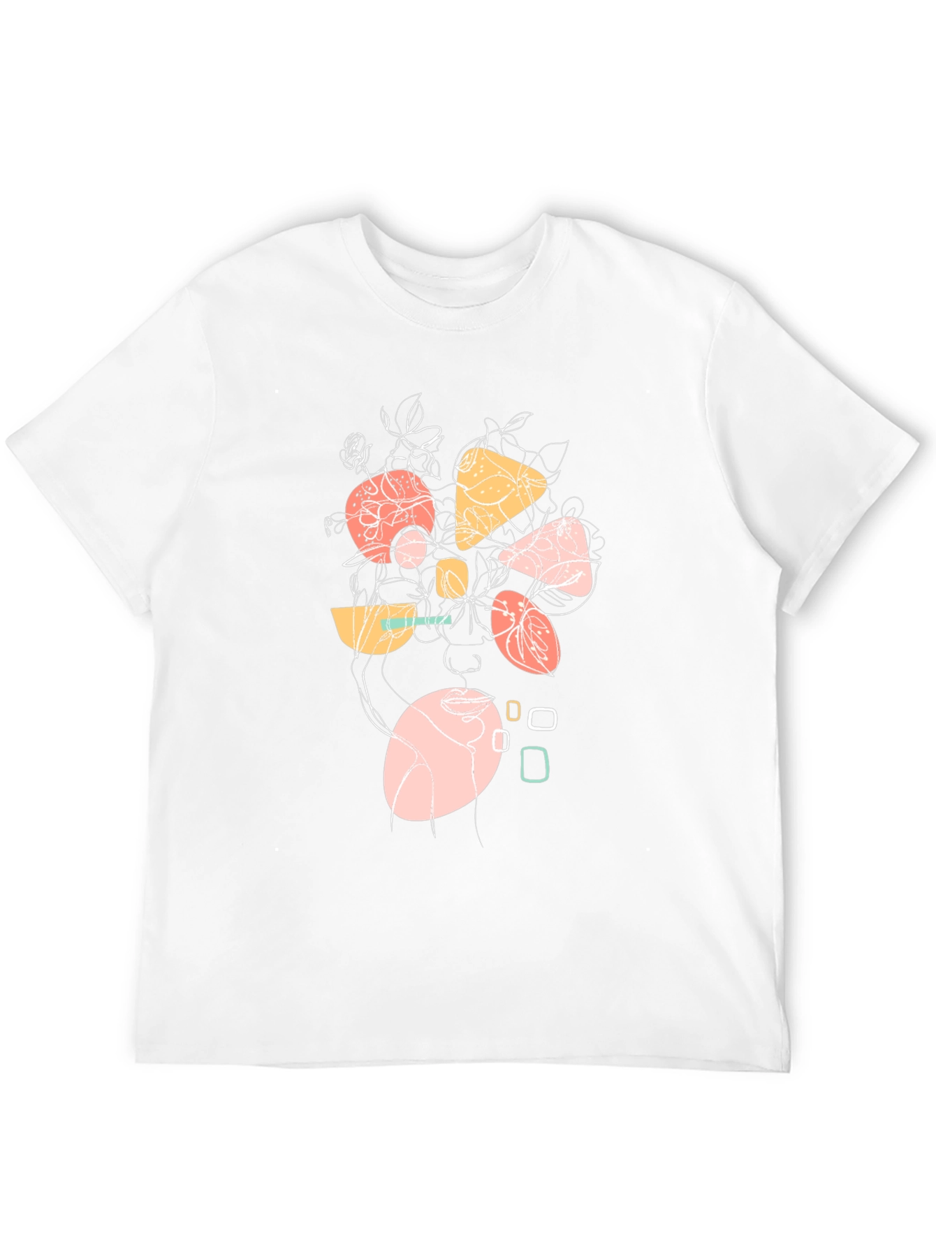 Abstract Geometric Floral Graphic Print Black T-Shirt
