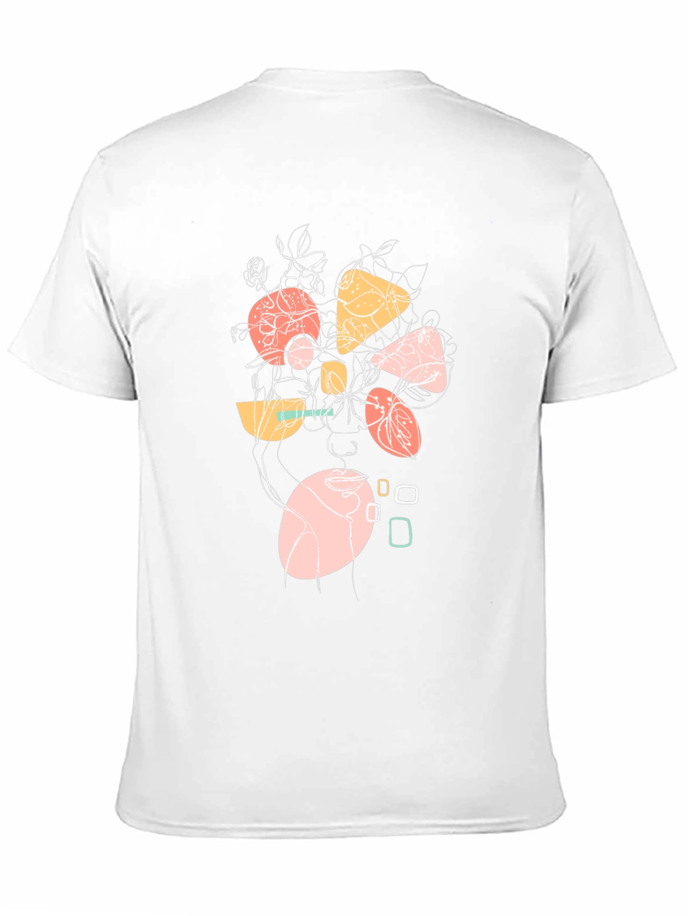 Abstract Geometric Floral Graphic Print Black T-Shirt
