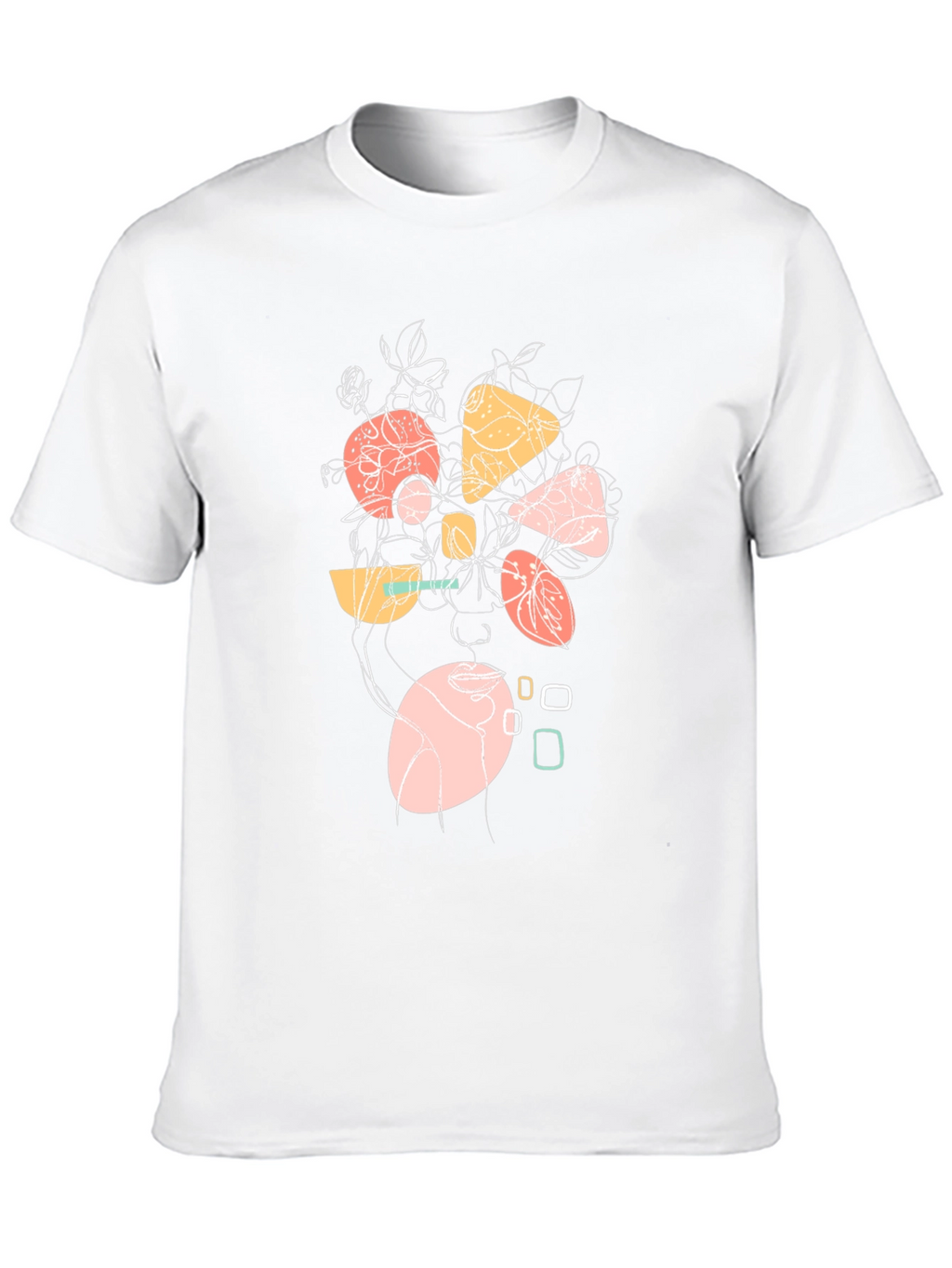 Abstract Geometric Floral Graphic Print Black T-Shirt