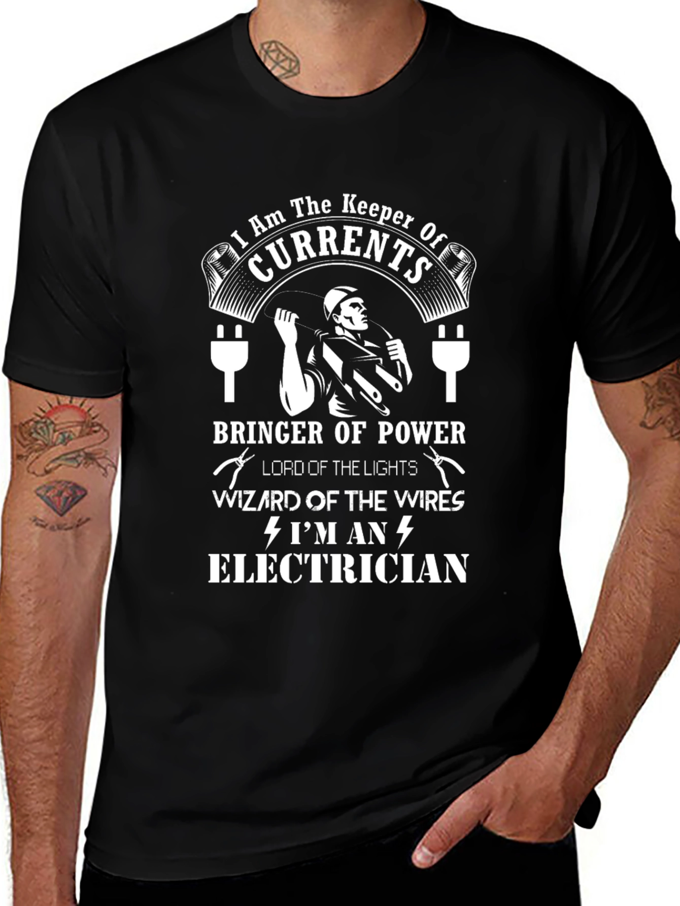Electrician T-Shirt: Keeper of Currents Power Wizard