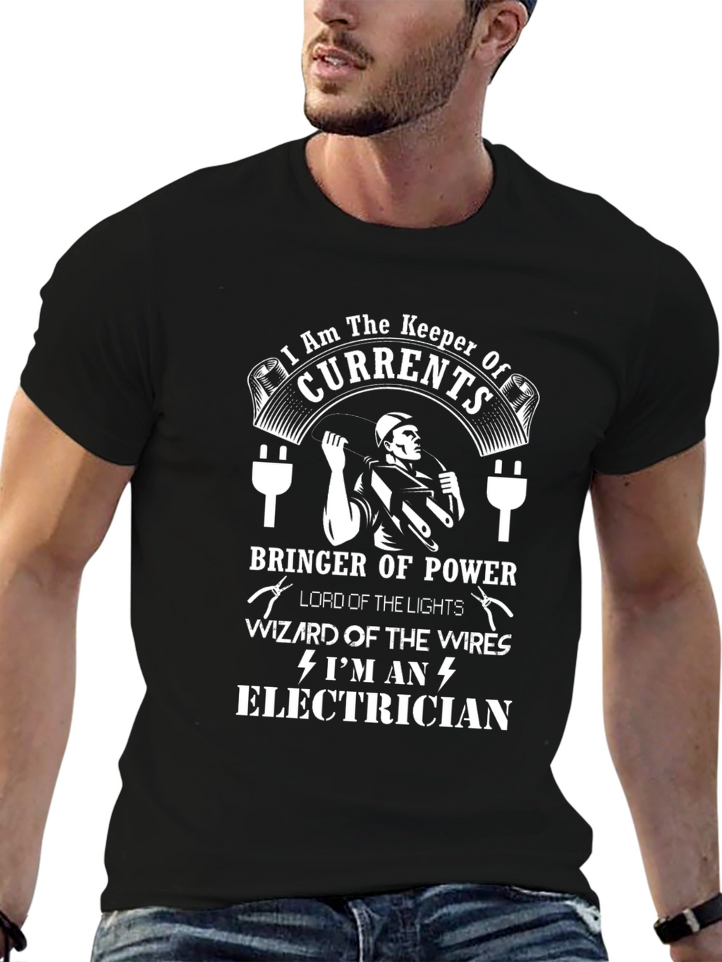 Electrician T-Shirt: Keeper of Currents Power Wizard