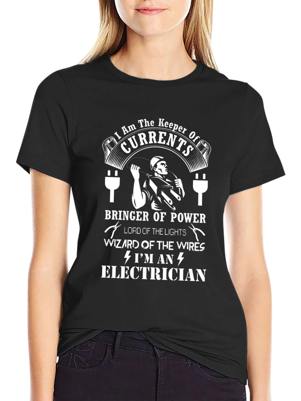 Electrician T-Shirt: Keeper of Currents Power Wizard
