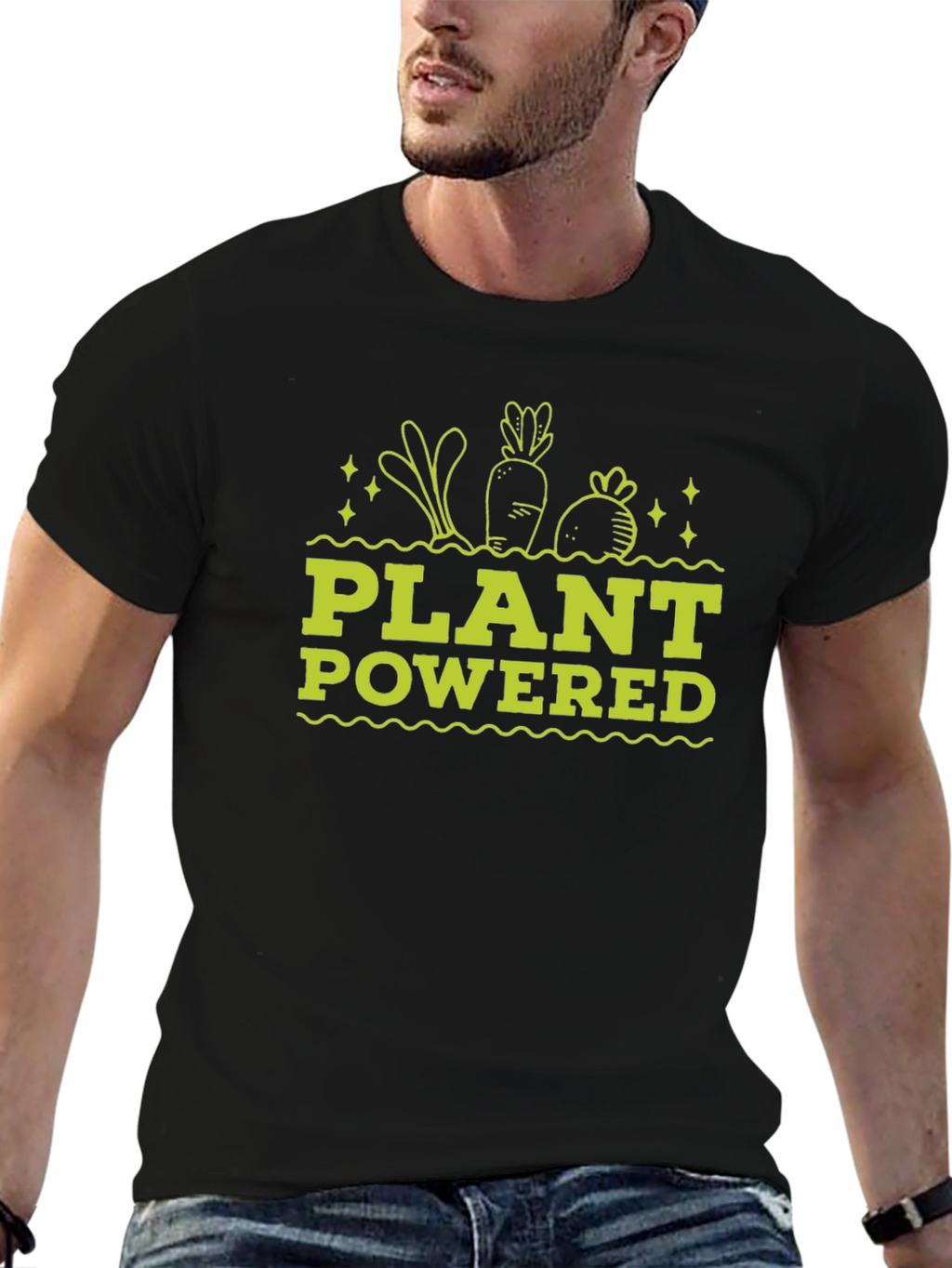 Plant Powered Black T-Shirt - Vegan Graphic Tee