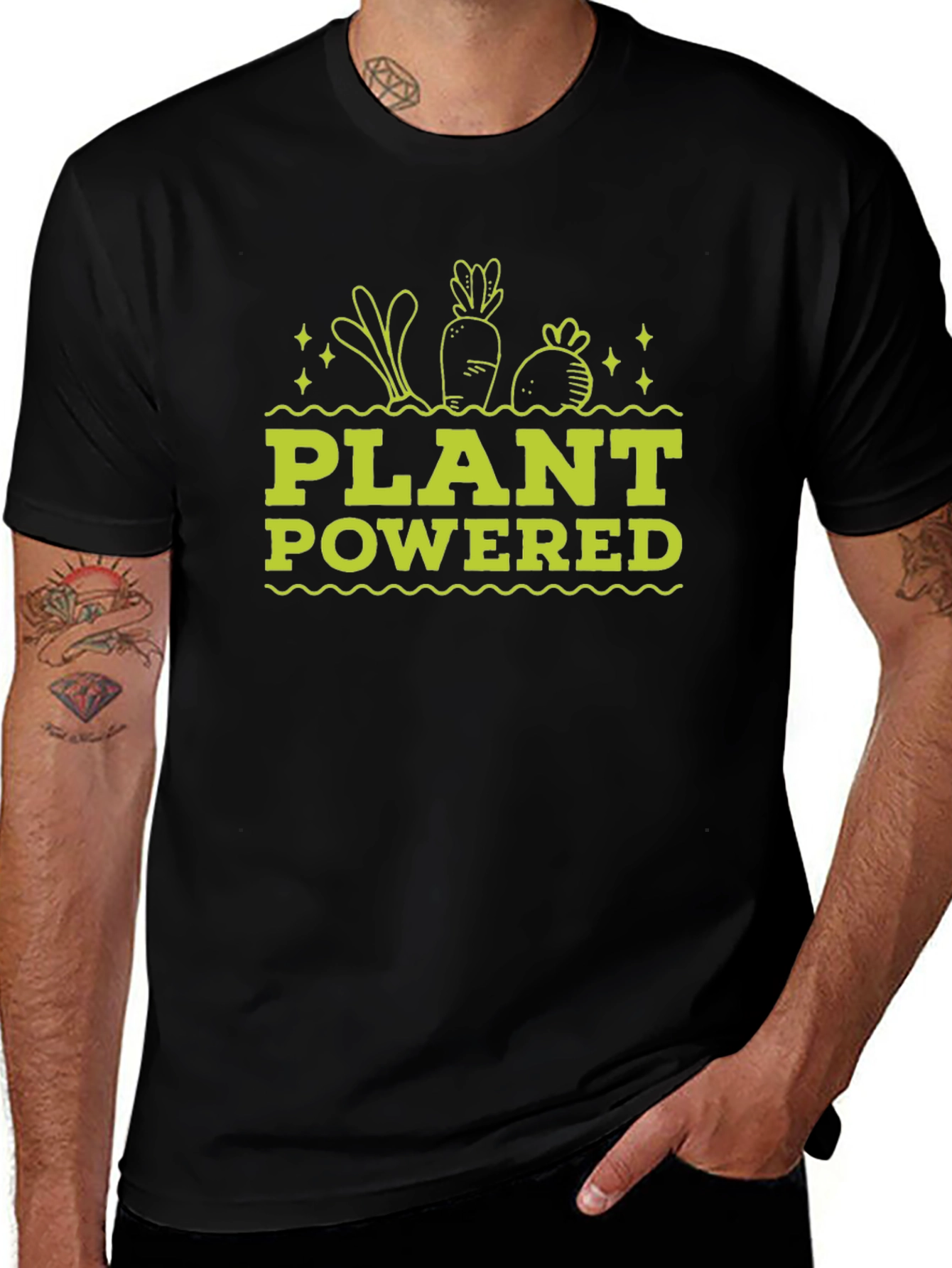 Plant Powered Black T-Shirt - Vegan Graphic Tee