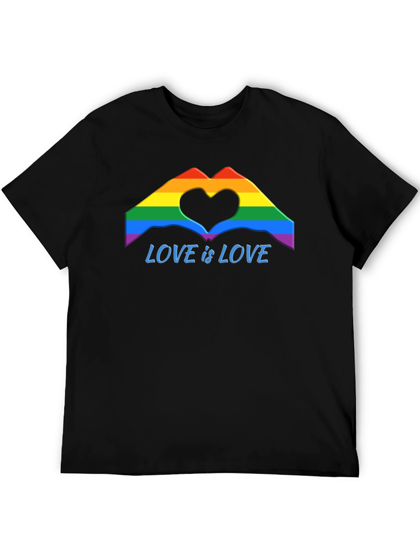 Love is Love Pride T-Shirt - Rainbow Heart Hands Graphic