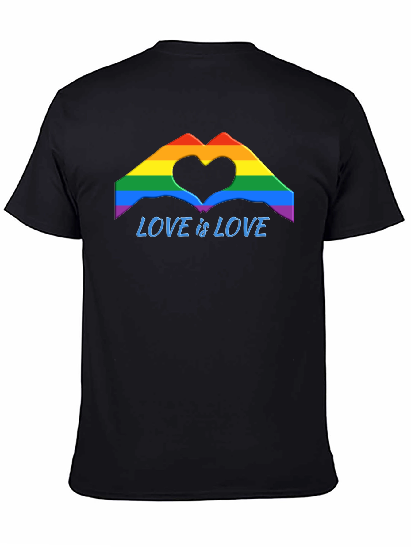 Love is Love Pride T-Shirt - Rainbow Heart Hands Graphic