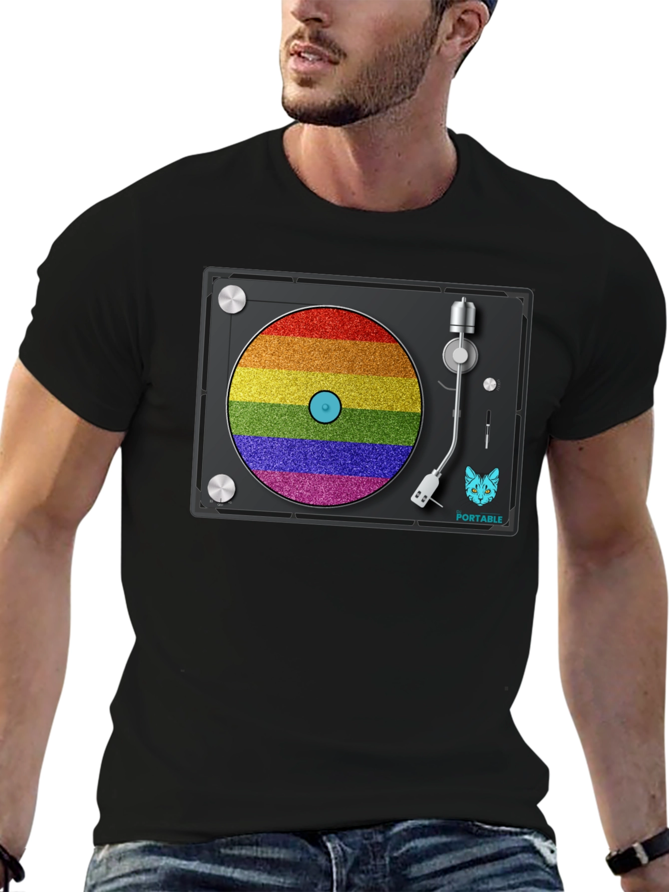 Rainbow Turntable T-Shirt - Portable Music Pride