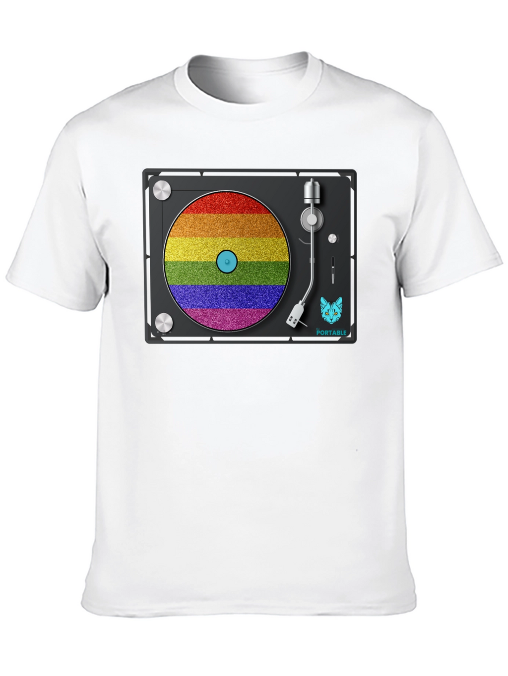 Rainbow Turntable T-Shirt - Portable Music Pride