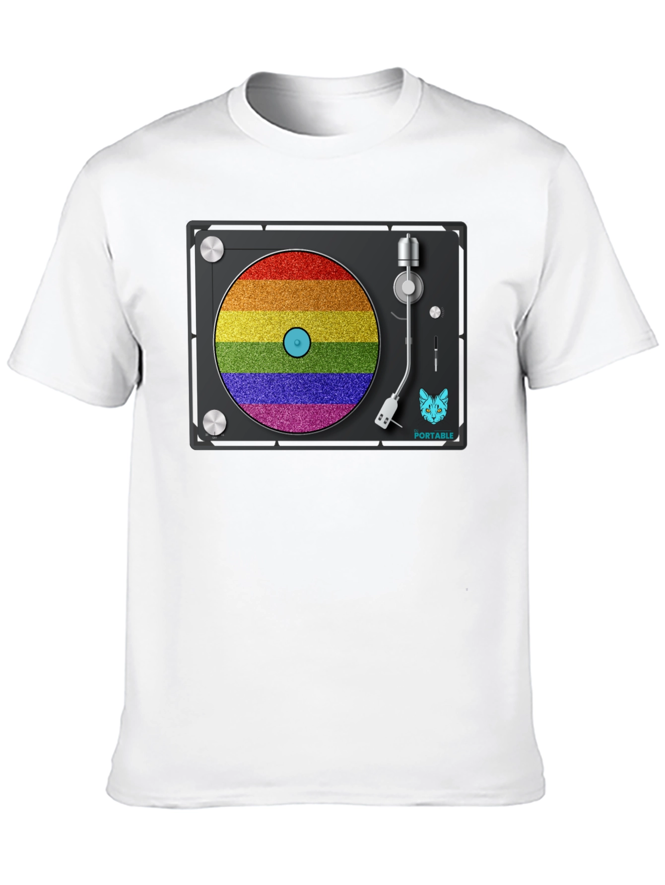 Rainbow Turntable T-Shirt - Portable Music Pride