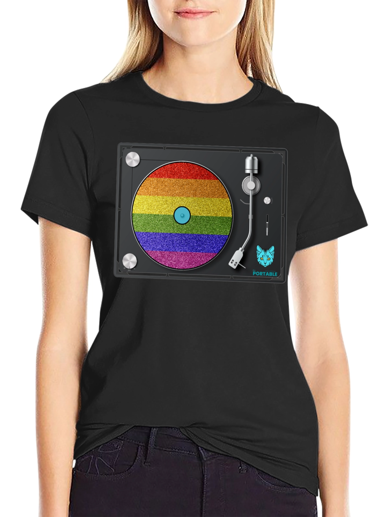 Rainbow Turntable T-Shirt - Portable Music Pride