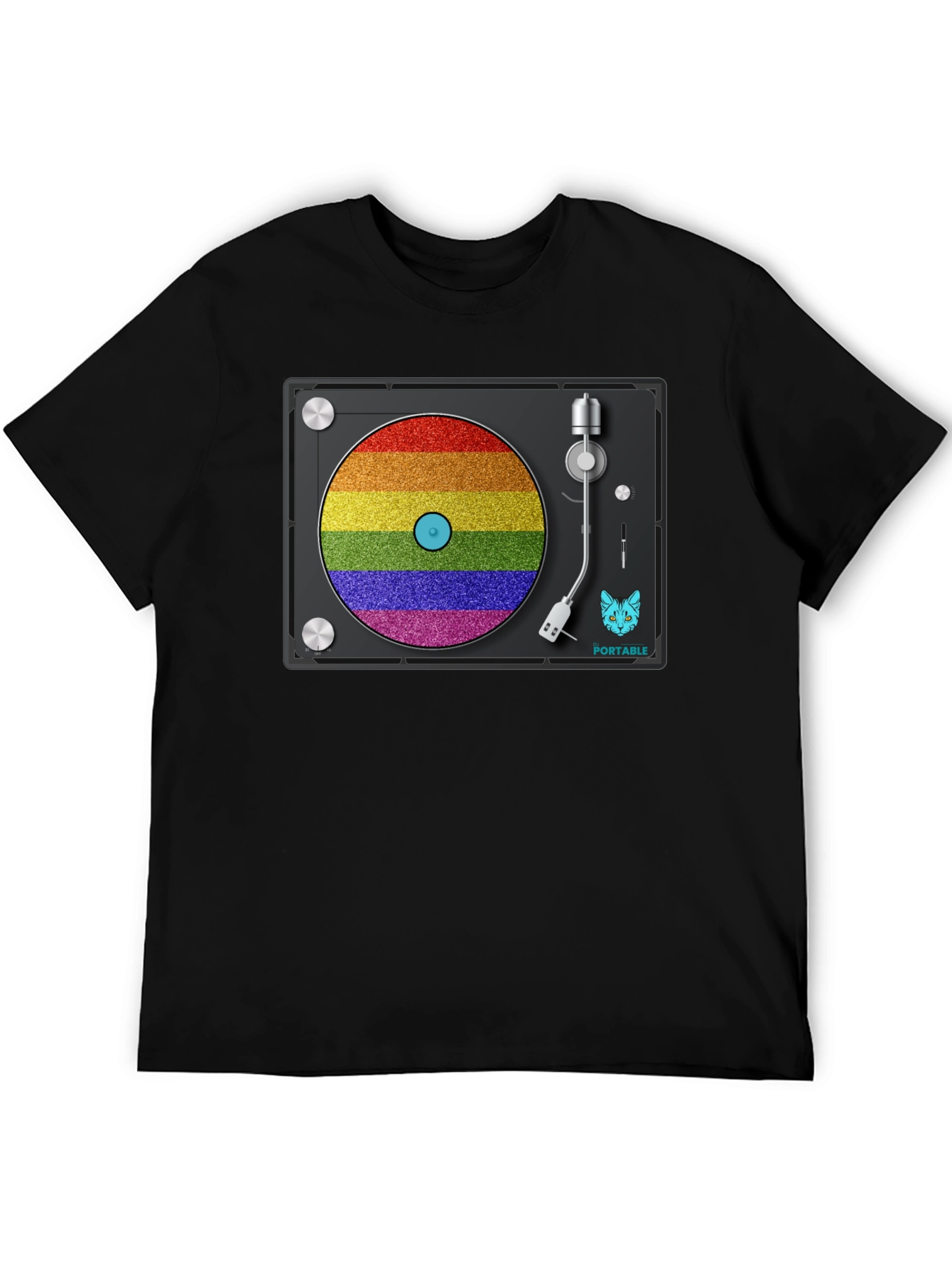 Rainbow Turntable T-Shirt - Portable Music Pride