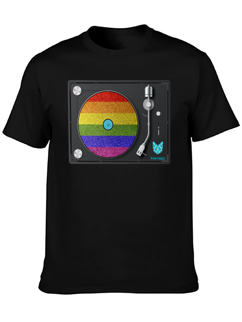 Rainbow Turntable T-Shirt - Portable Music Pride