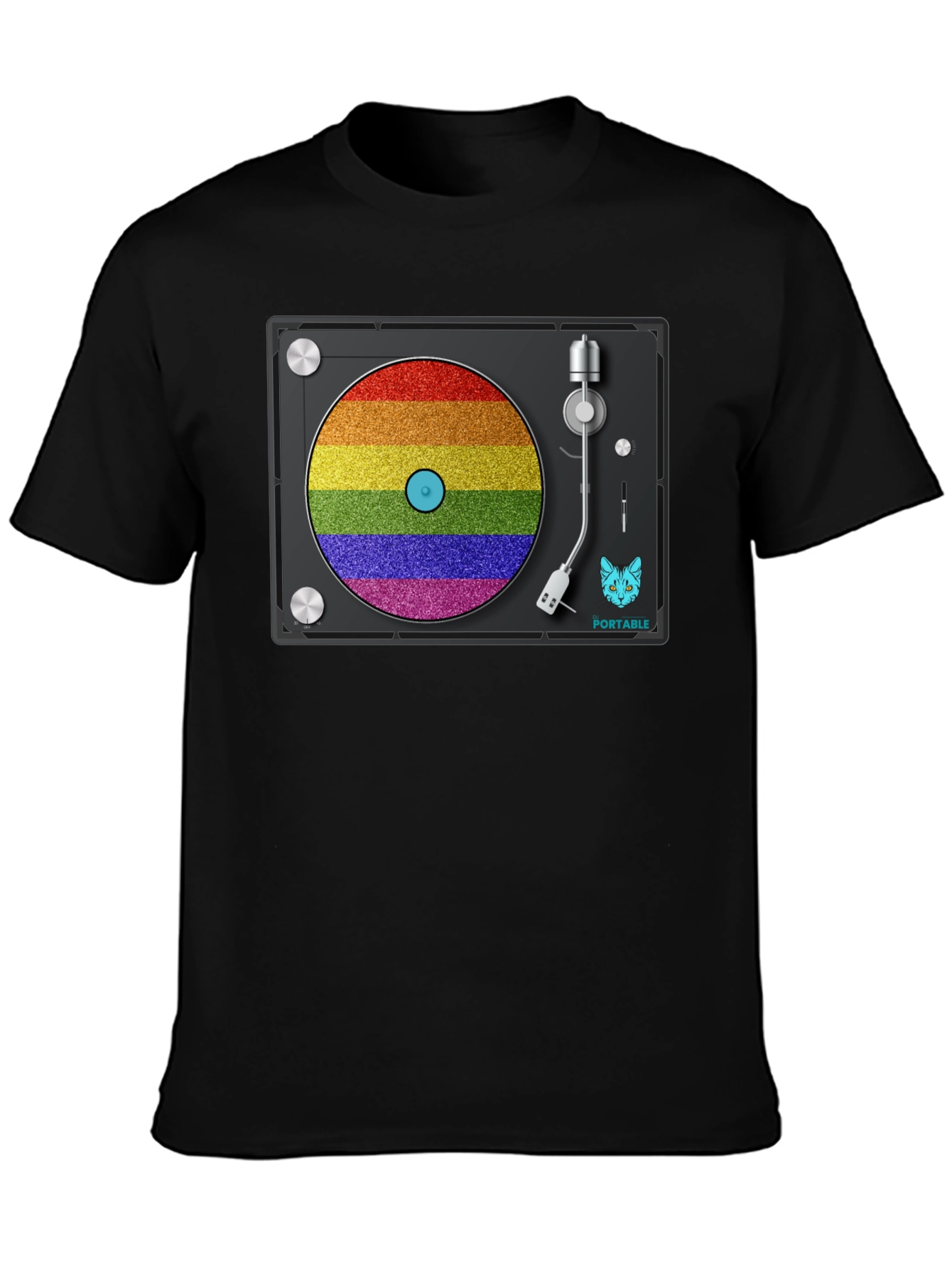 Rainbow Turntable T-Shirt - Portable Music Pride