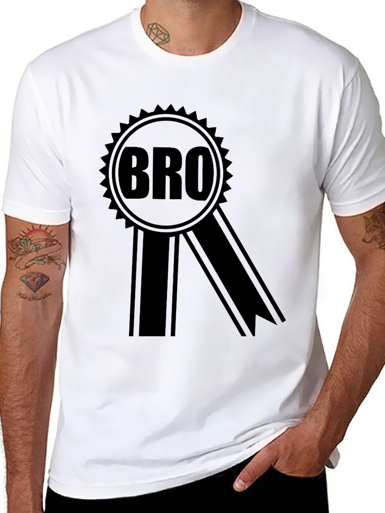 Bro Award Ribbon Graphic T-Shirt - Classic Crew Neck Tee
