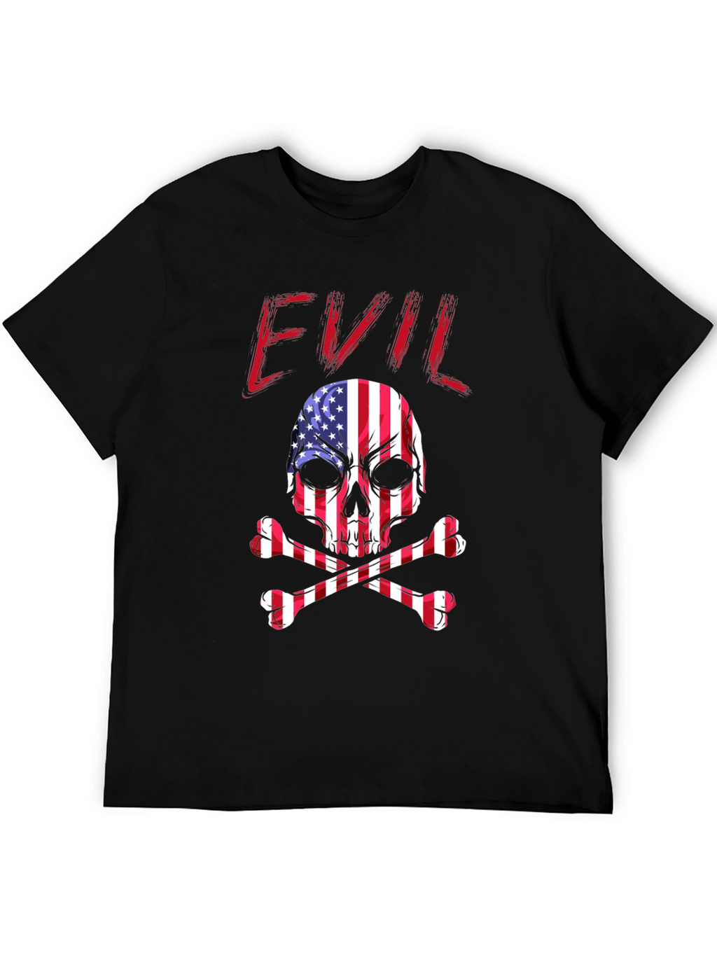 Evil USA Flag Skull Graphic T-Shirt