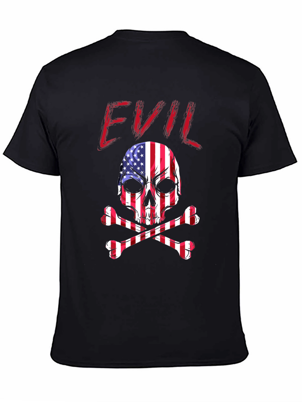 Evil USA Flag Skull Graphic T-Shirt
