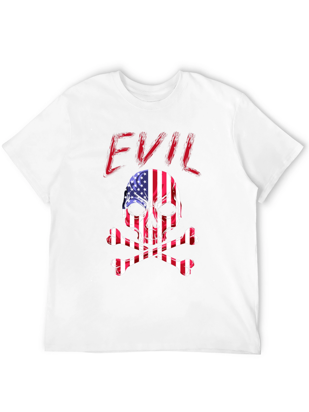 Evil USA Flag Skull Graphic T-Shirt