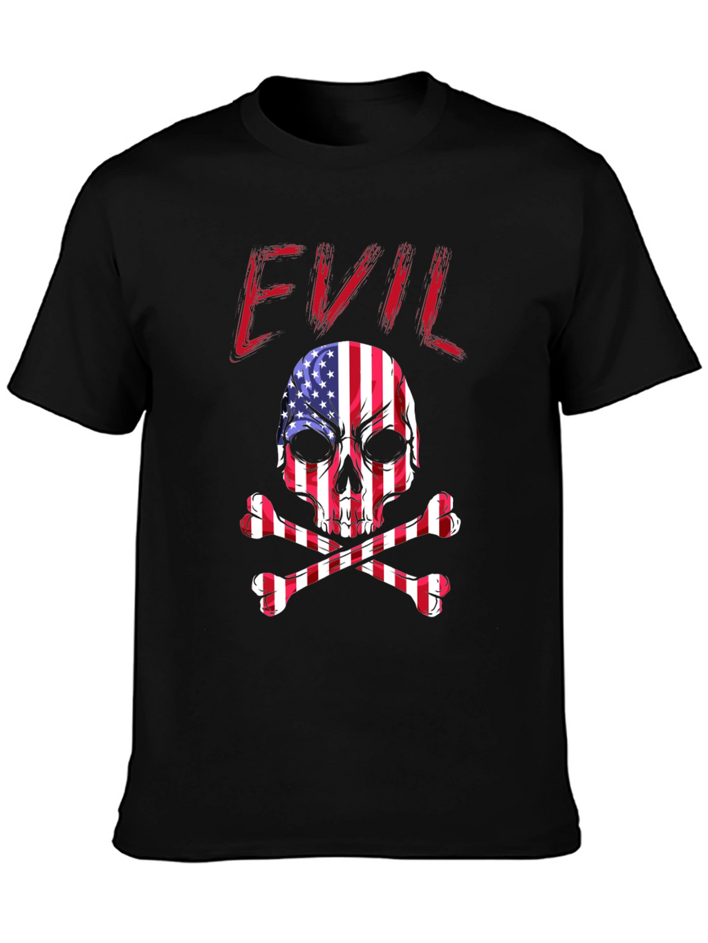 Evil USA Flag Skull Graphic T-Shirt