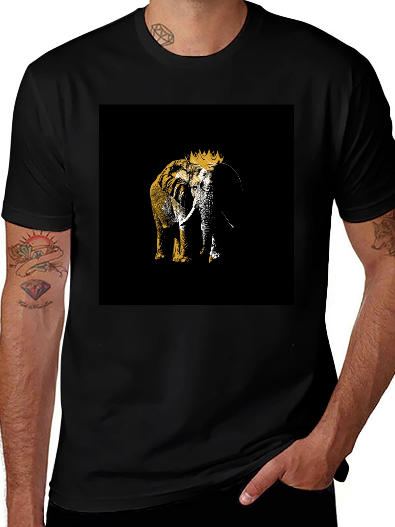 King Elephant Black T-Shirt Graphic Tee