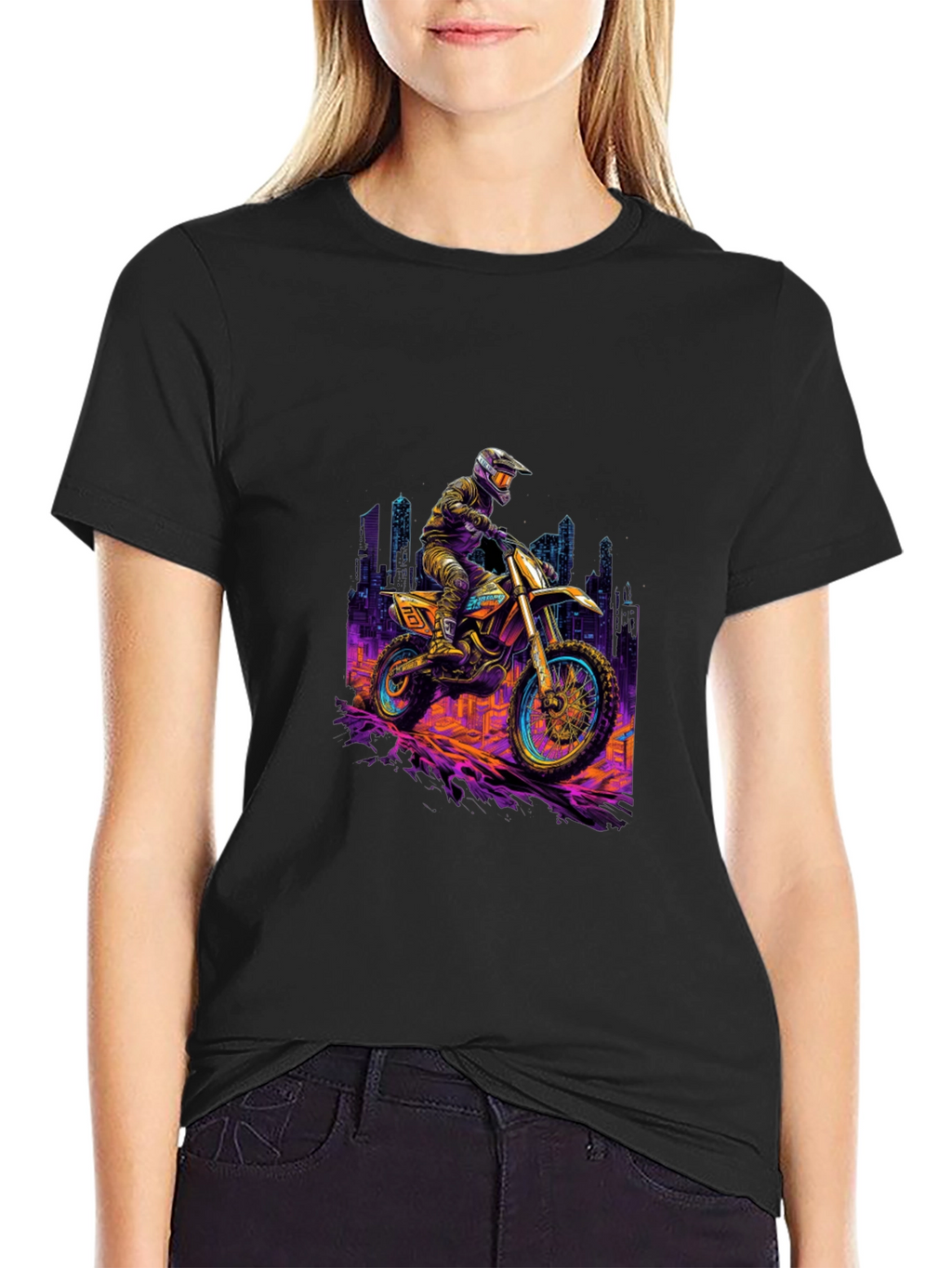 Motorcycle Ride T-Shirt - Black Cotton Blend