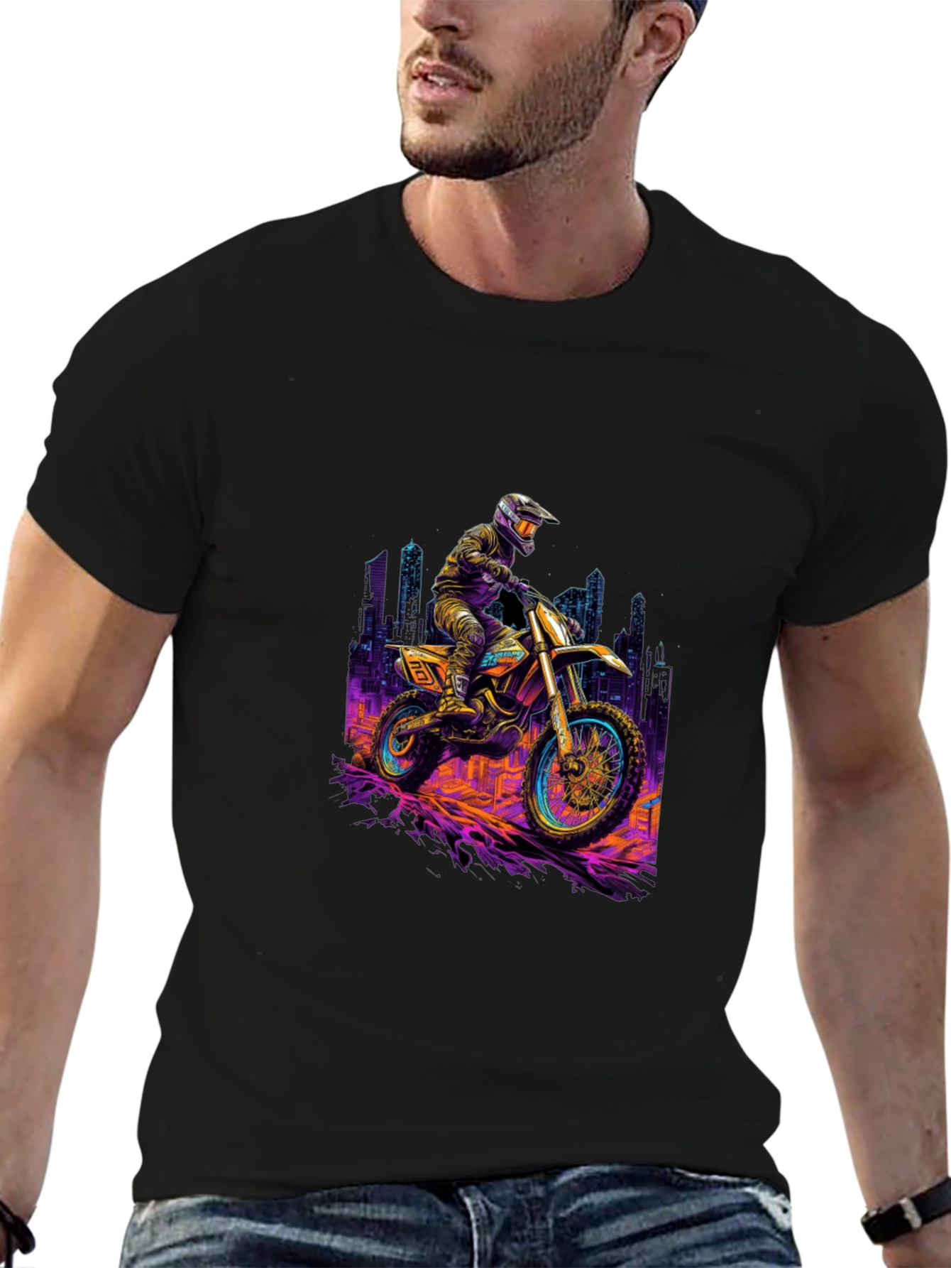 Motorcycle Ride T-Shirt - Black Cotton Blend