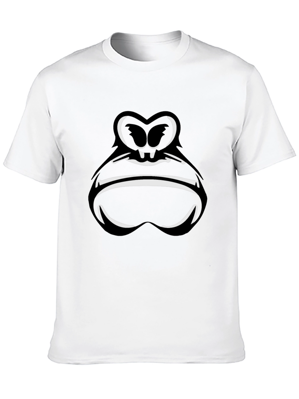 Cartoon Gorilla Face Graphic Tee - Black