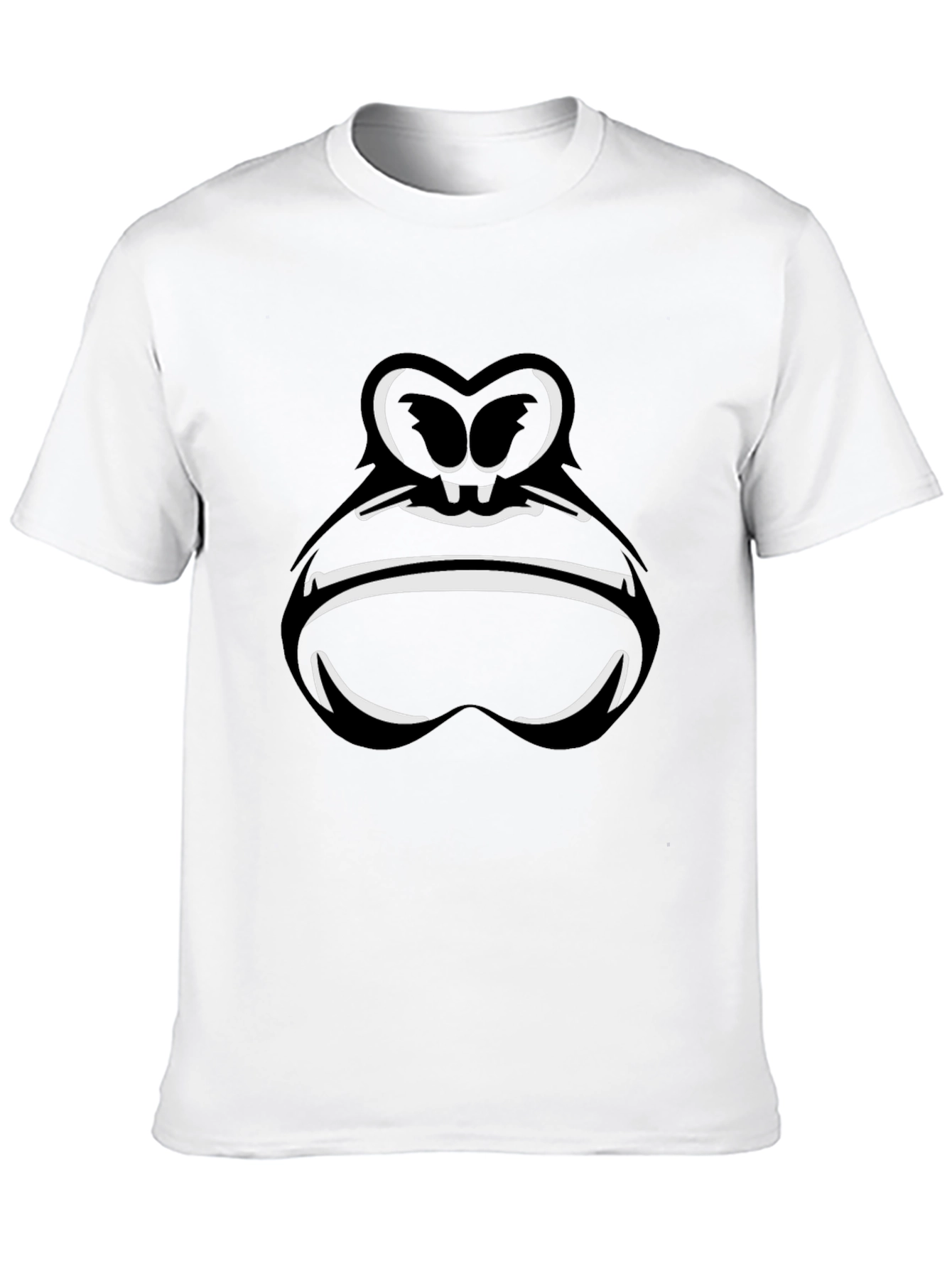 Cartoon Gorilla Face Graphic Tee - Black