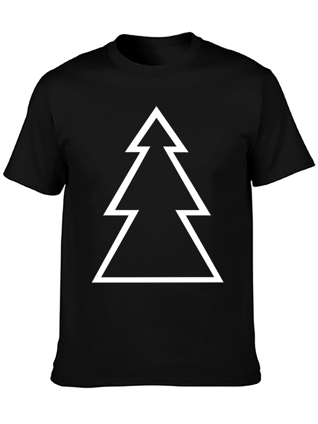 Minimalist Christmas Tree Graphic Tee - Black