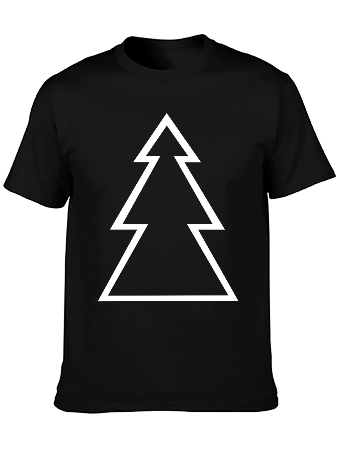 Minimalist Christmas Tree Graphic Tee - Black