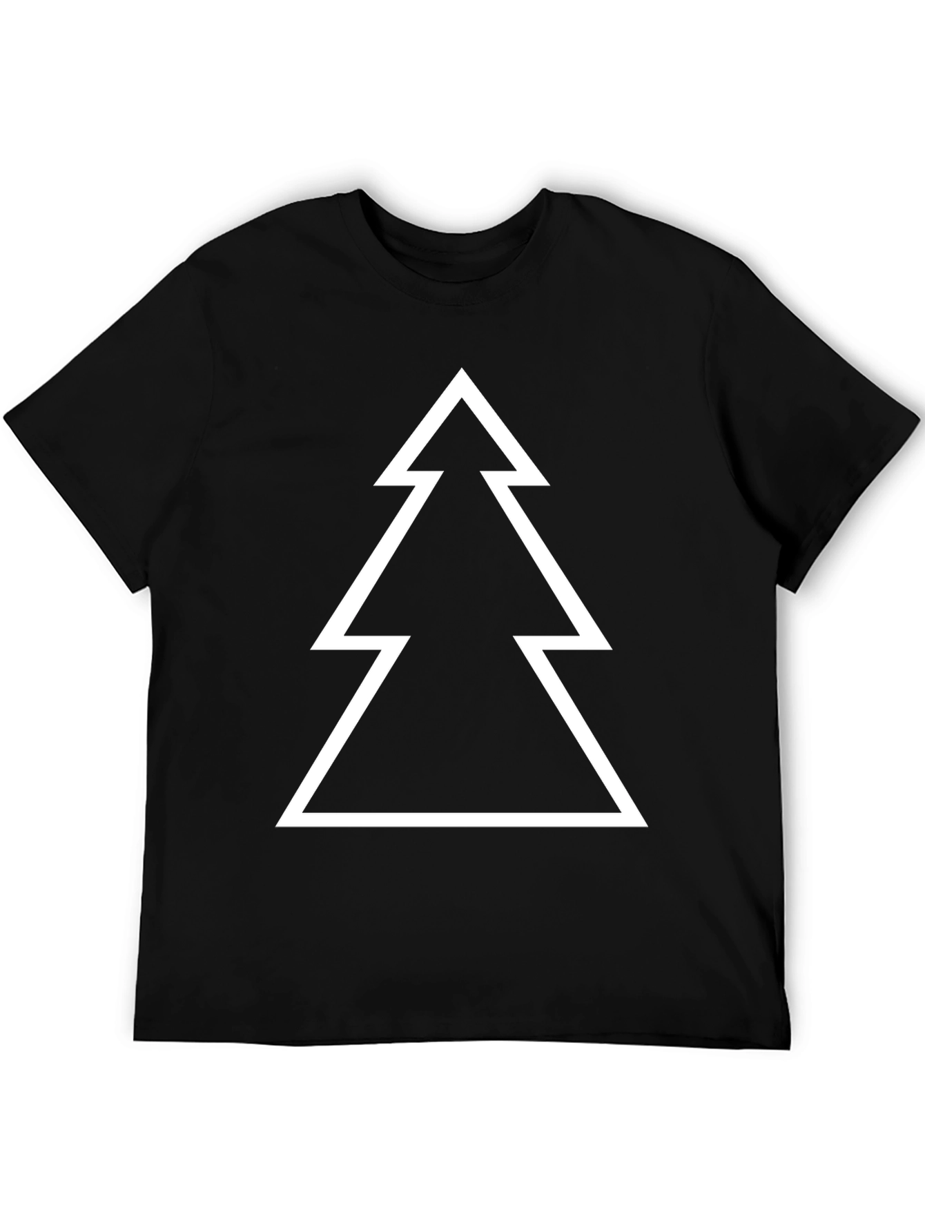 Minimalist Christmas Tree Graphic Tee - Black