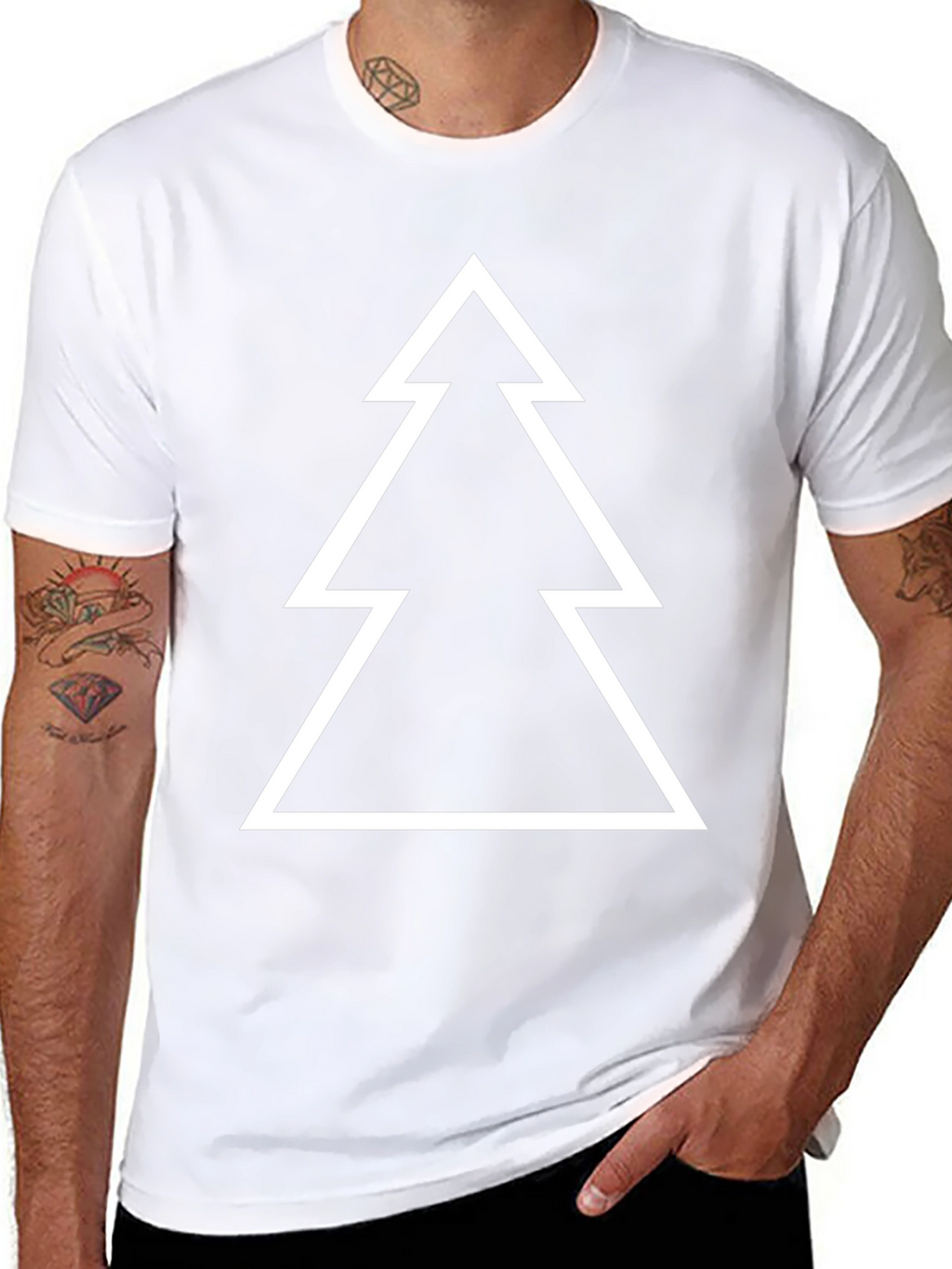 Minimalist Christmas Tree Graphic Tee - Black