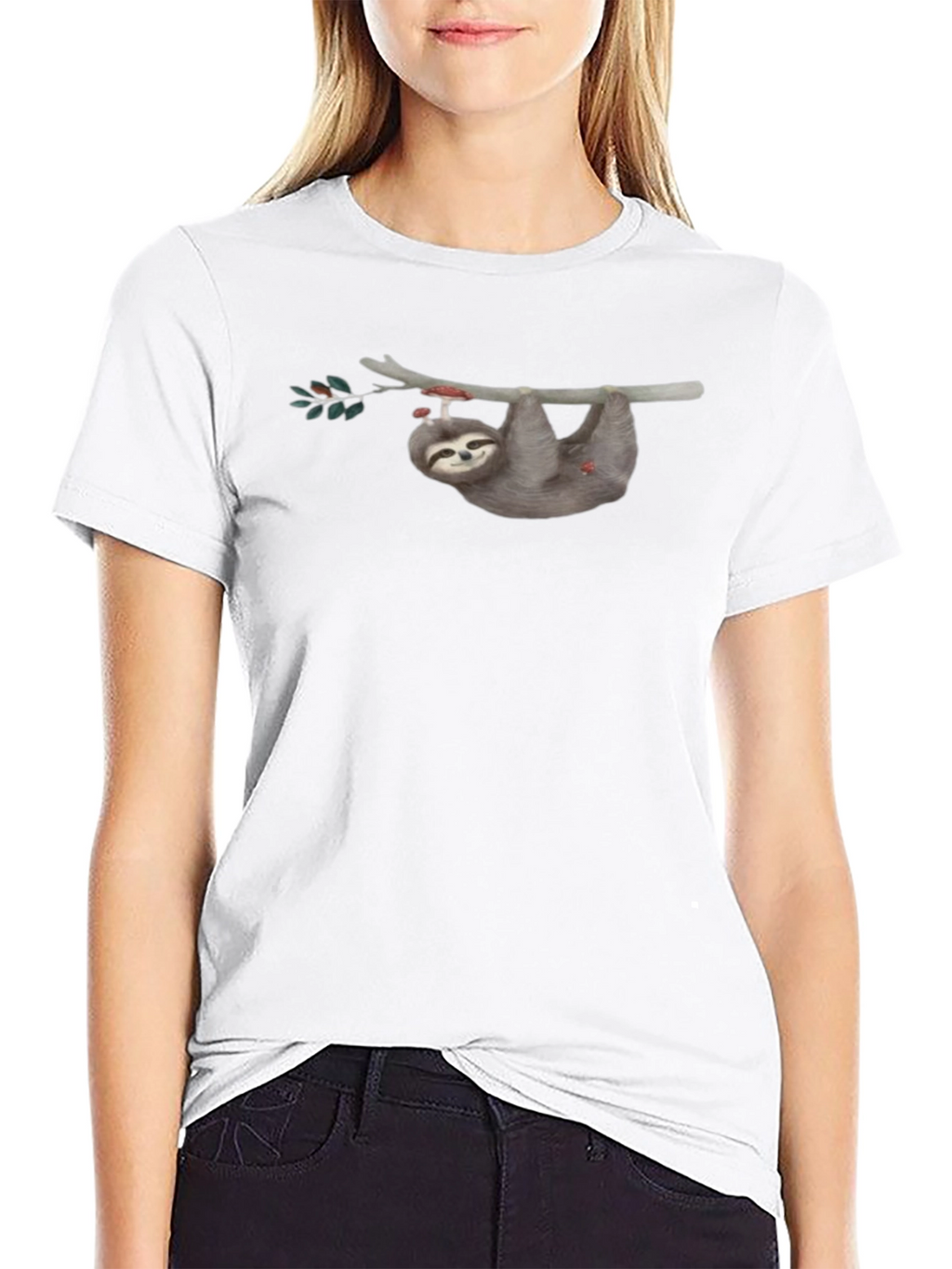 Sloth on Branch Graphic Tee - Mens Black T-Shirt