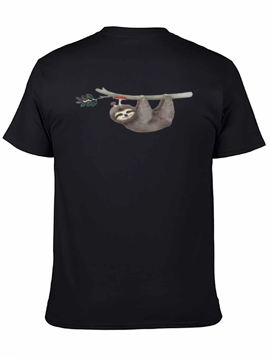 Sloth on Branch Graphic Tee - Mens Black T-Shirt