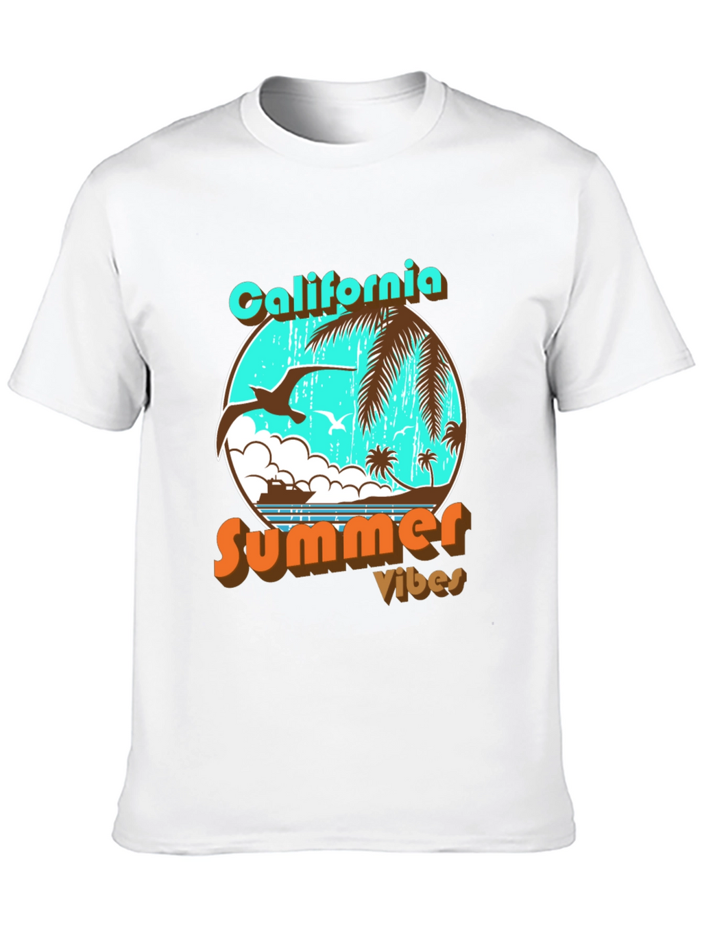 California Summer Vibes Black Graphic T-Shirt