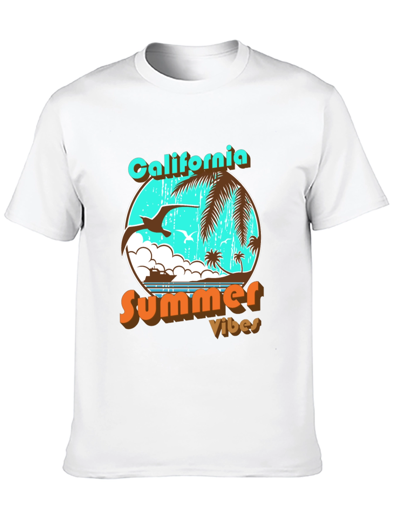 California Summer Vibes Black Graphic T-Shirt