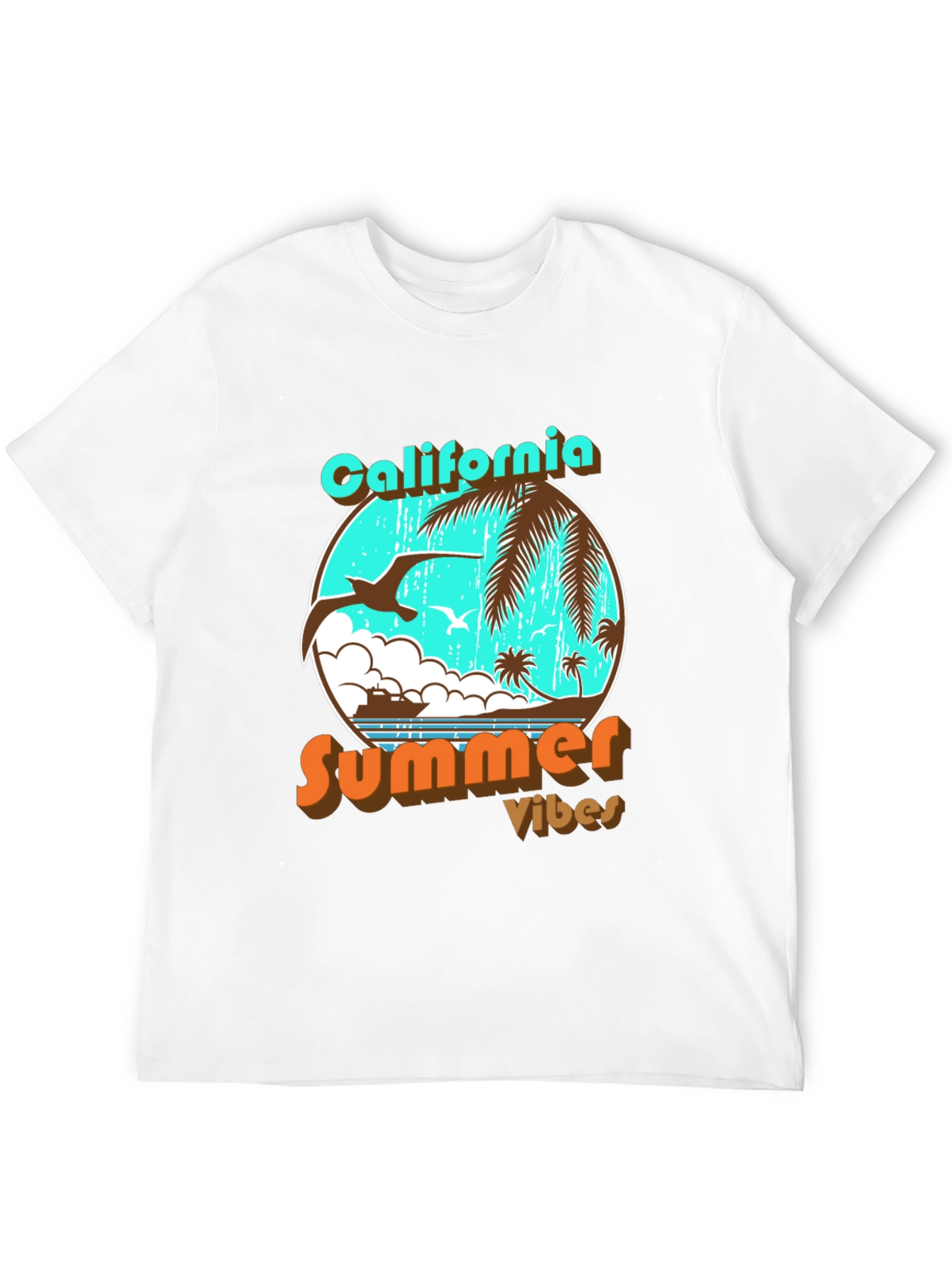 California Summer Vibes Black Graphic T-Shirt