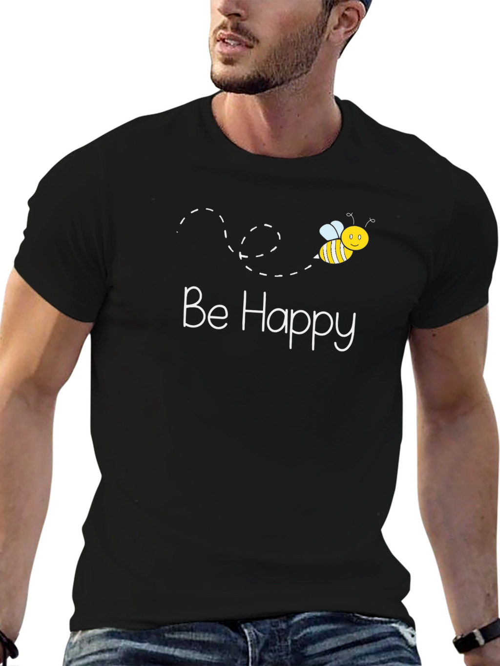 Be Happy Bee Graphic T-Shirt