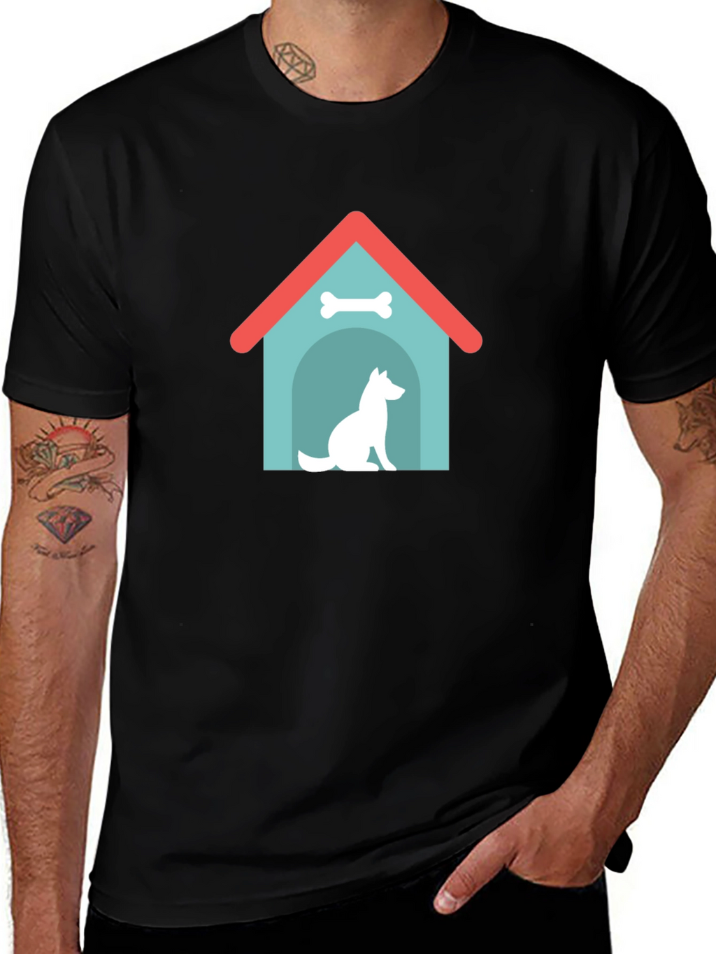 Dog House Graphic Tee - Black Cotton Shirt