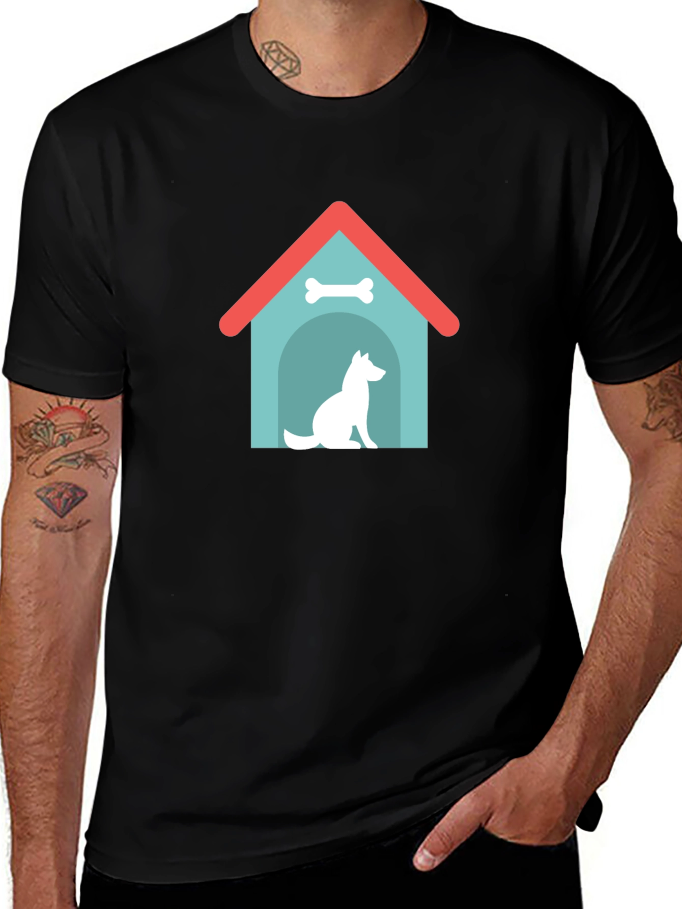 Dog House Graphic Tee - Black Cotton Shirt