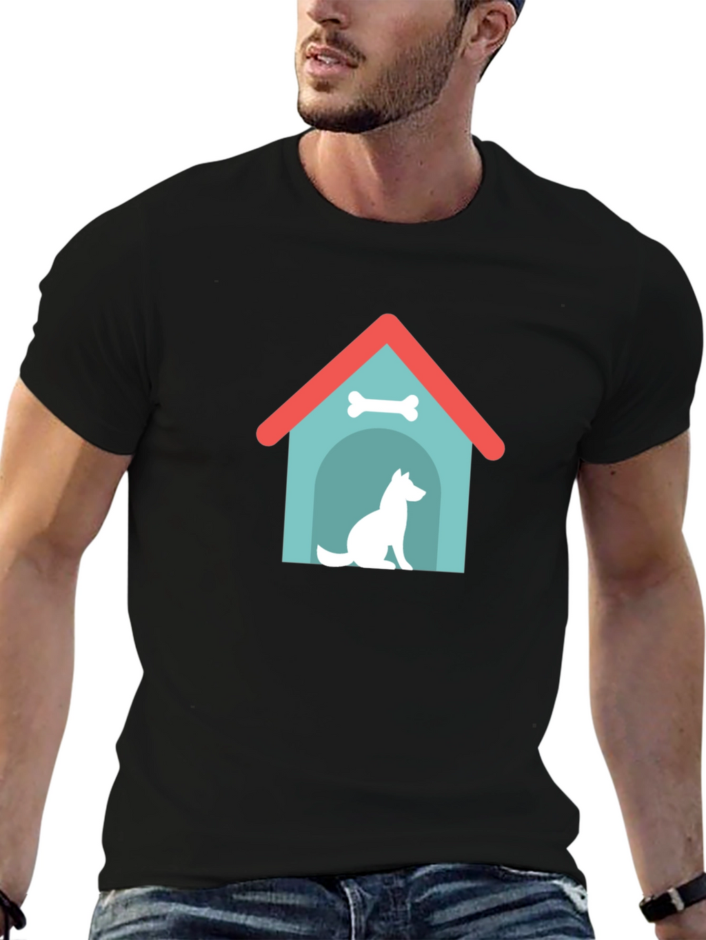 Dog House Graphic Tee - Black Cotton Shirt