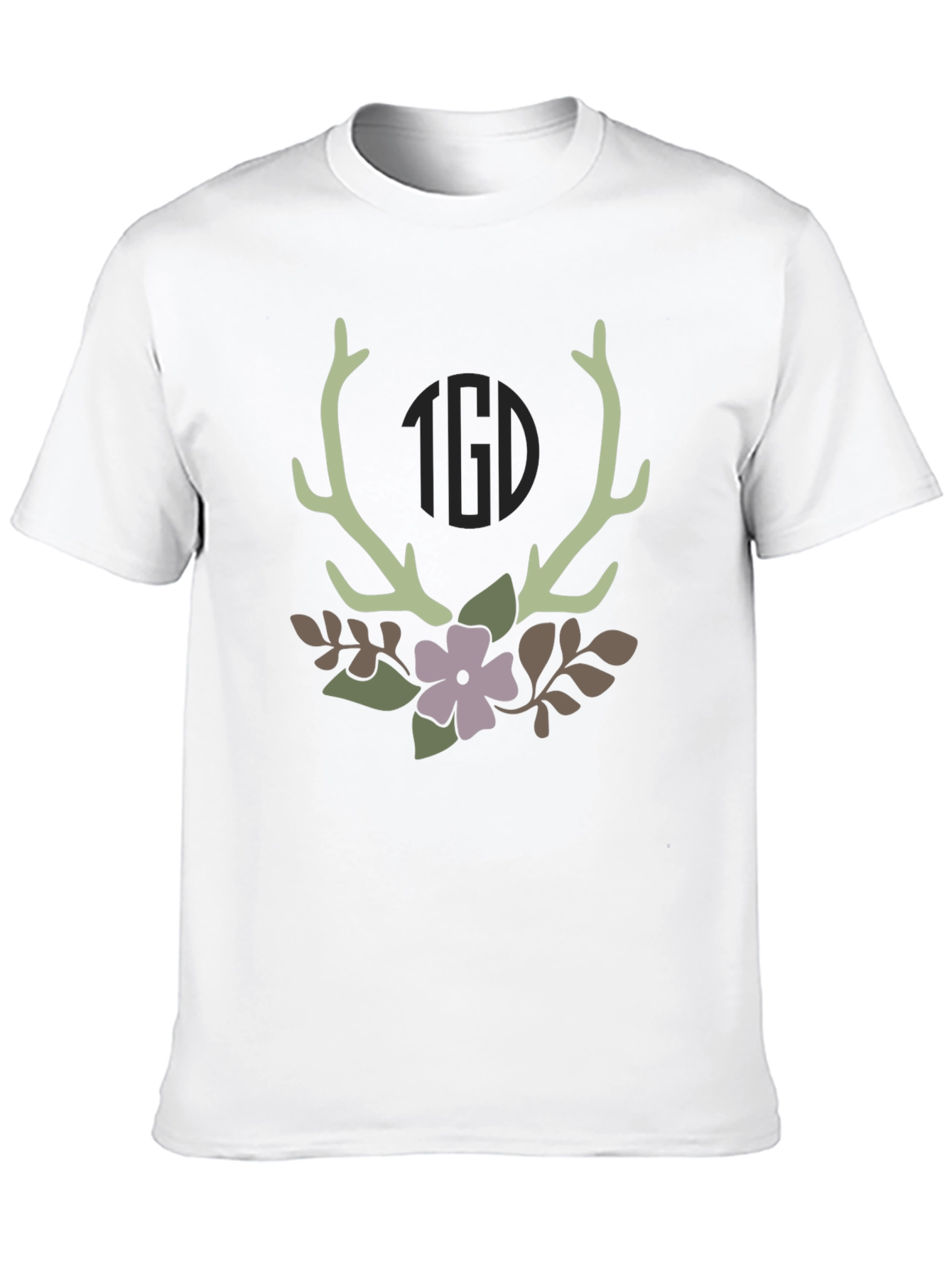 Antler & Floral Graphic Tee - Stylish Nature Inspired Design