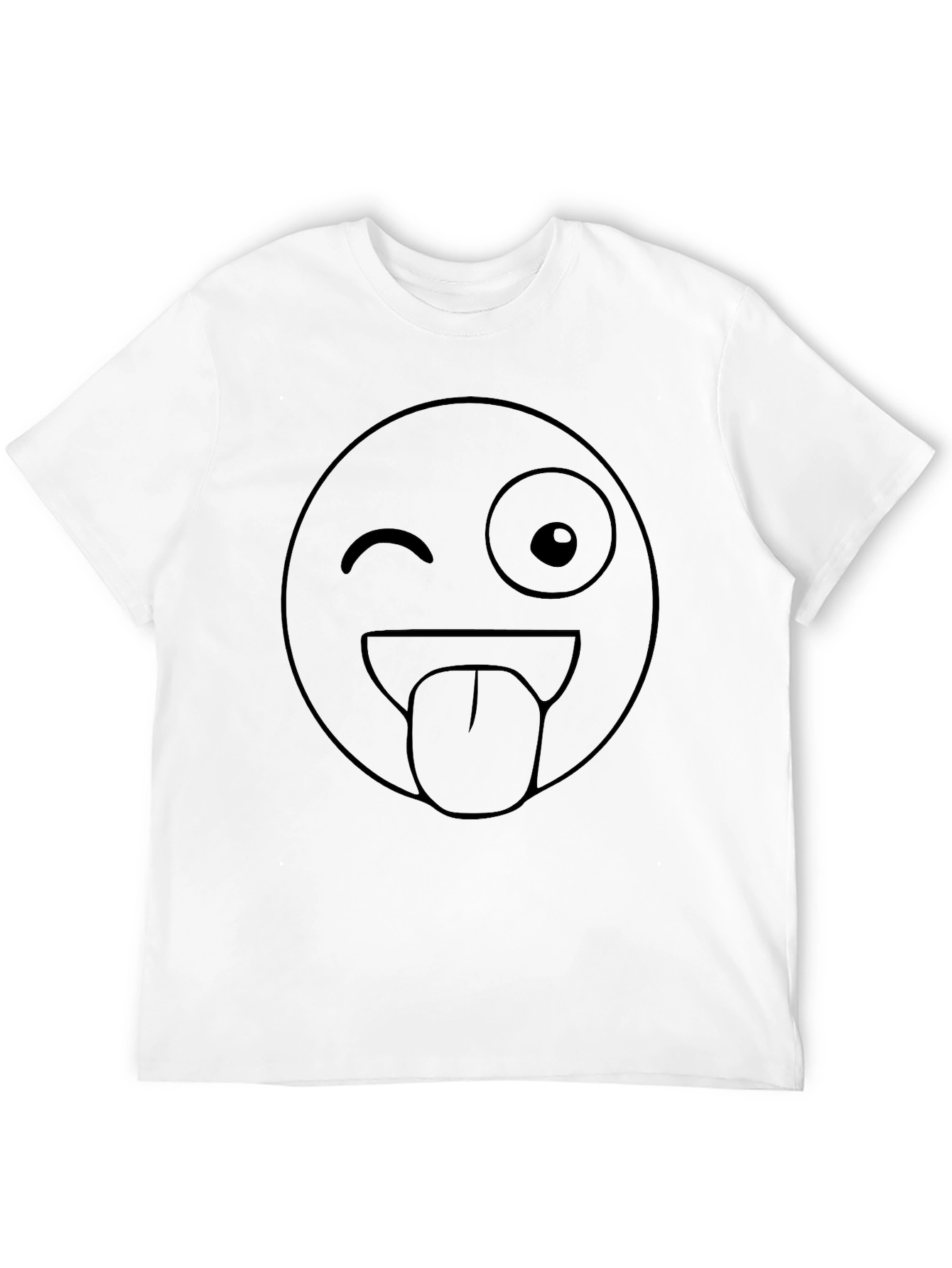 Winking Emoji Graphic Tee - Black Cotton Blend