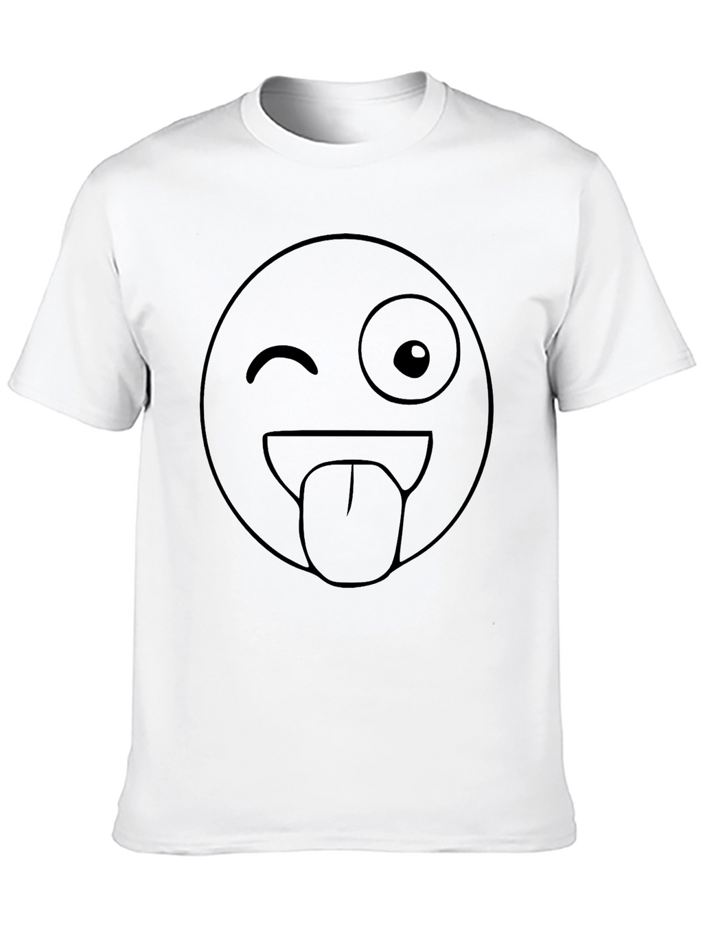 Winking Emoji Graphic Tee - Black Cotton Blend